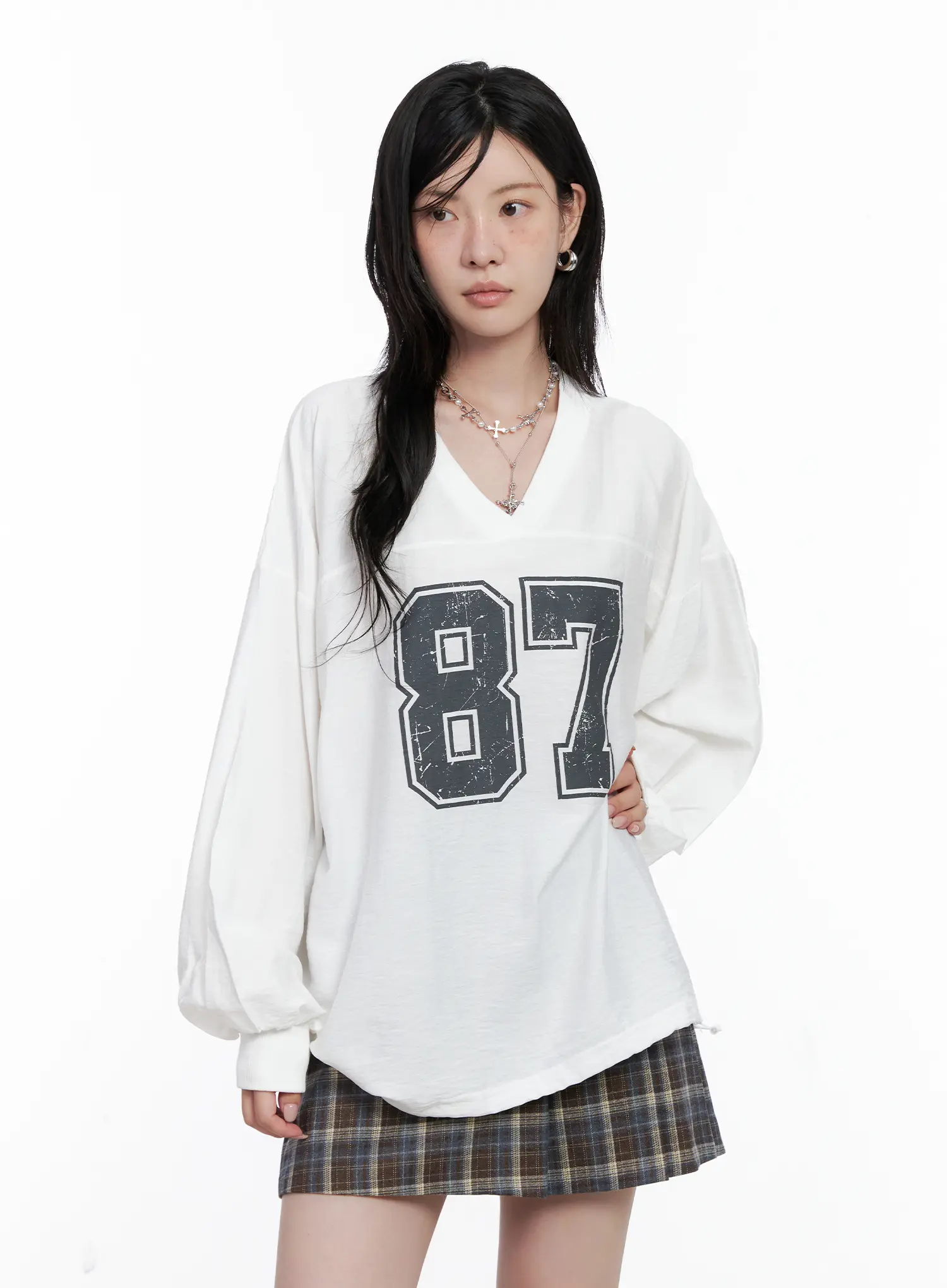 87 Oversized V-Neck Pullover Top CS526 - Image 2