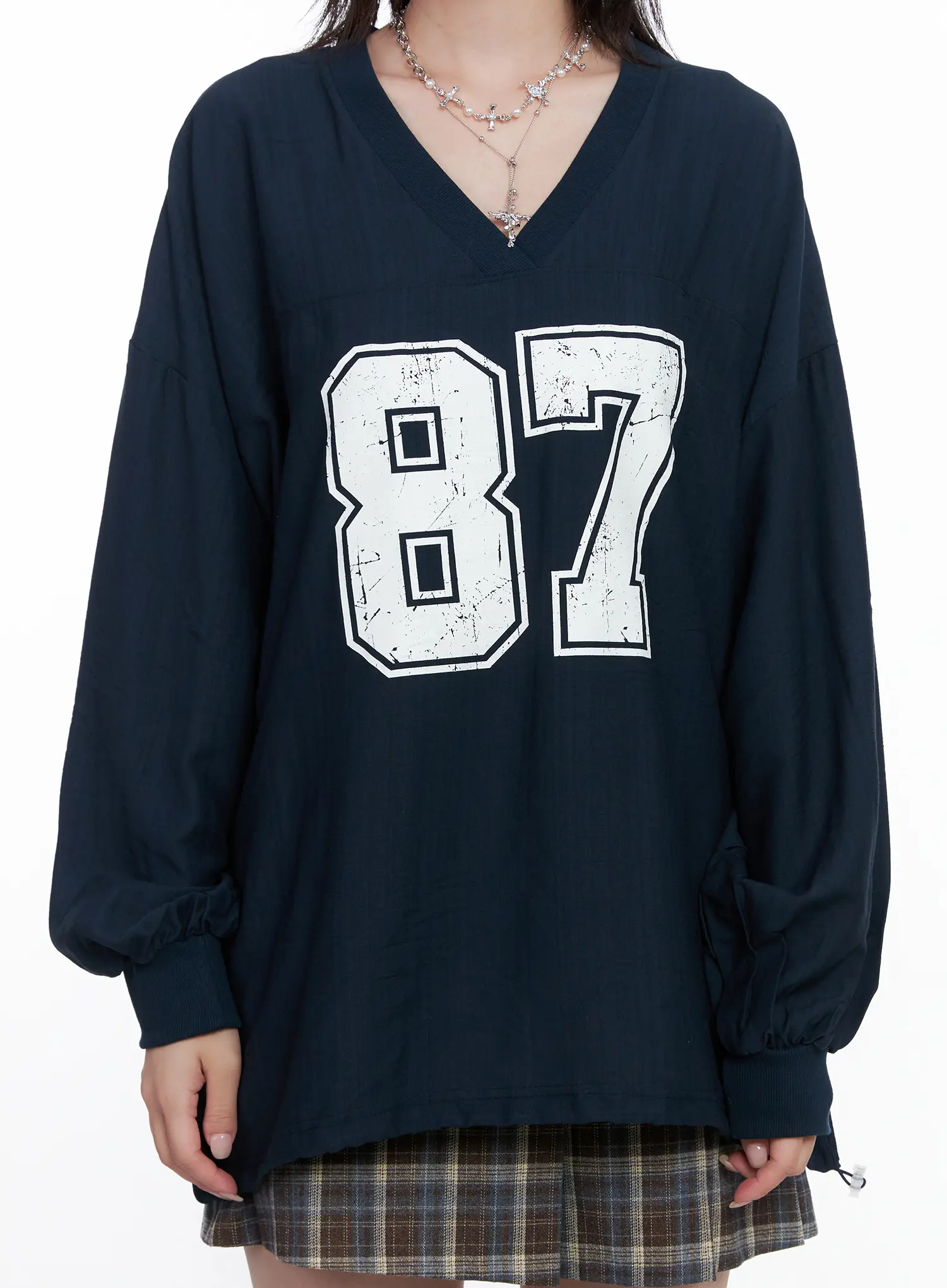 87 Oversized V-Neck Pullover Top CS526 - Image 6