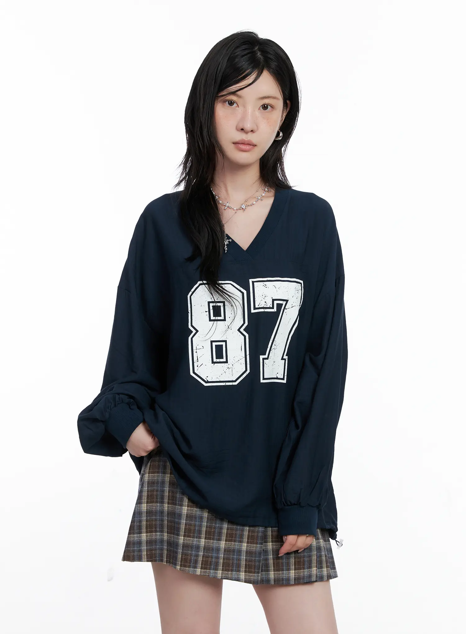 87 Oversized V-Neck Pullover Top CS526 - Image 7