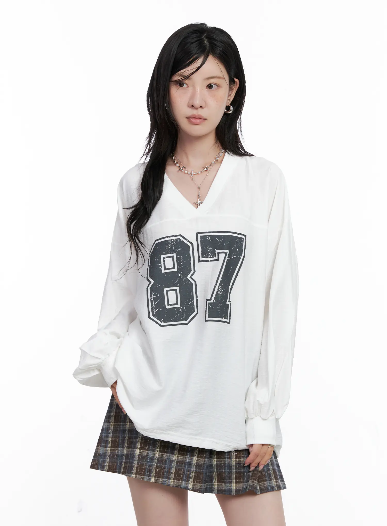 87 Oversized V-Neck Pullover Top CS526 - Image 8