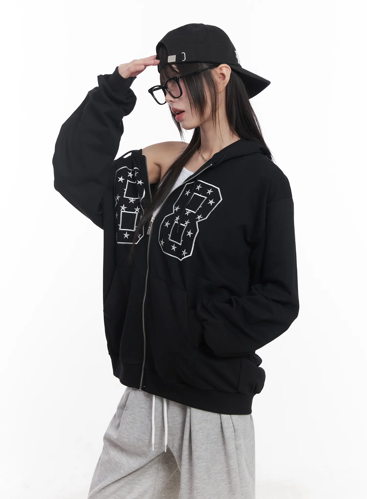"88" Oversized Zip-Up Hoodie CU519 - Image 13
