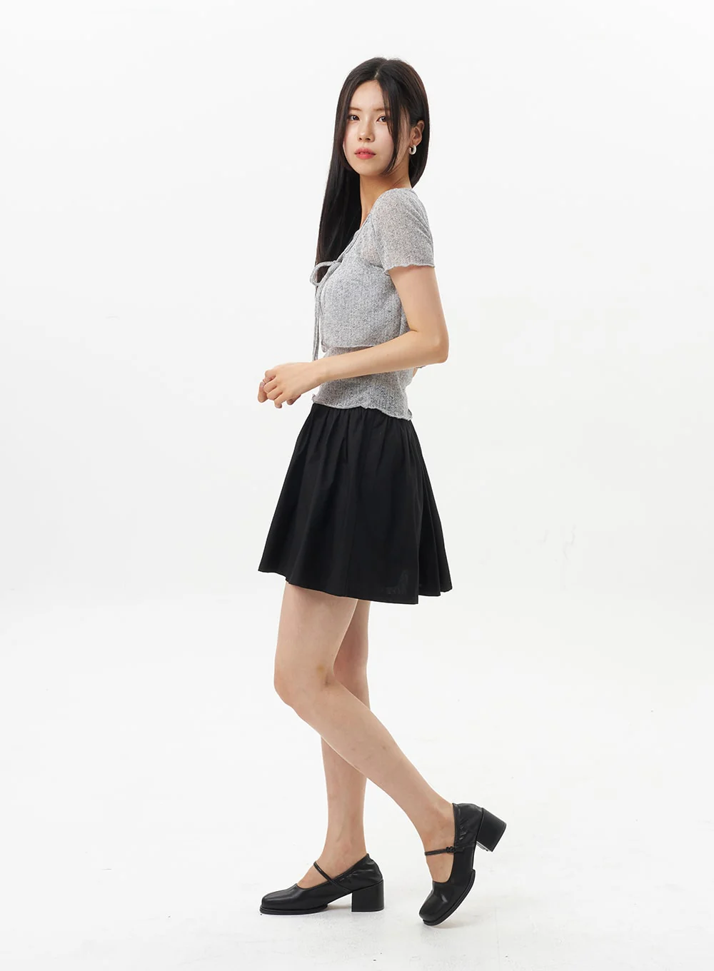 A-Line Cotton Mini Skirt OU328 - Image 8