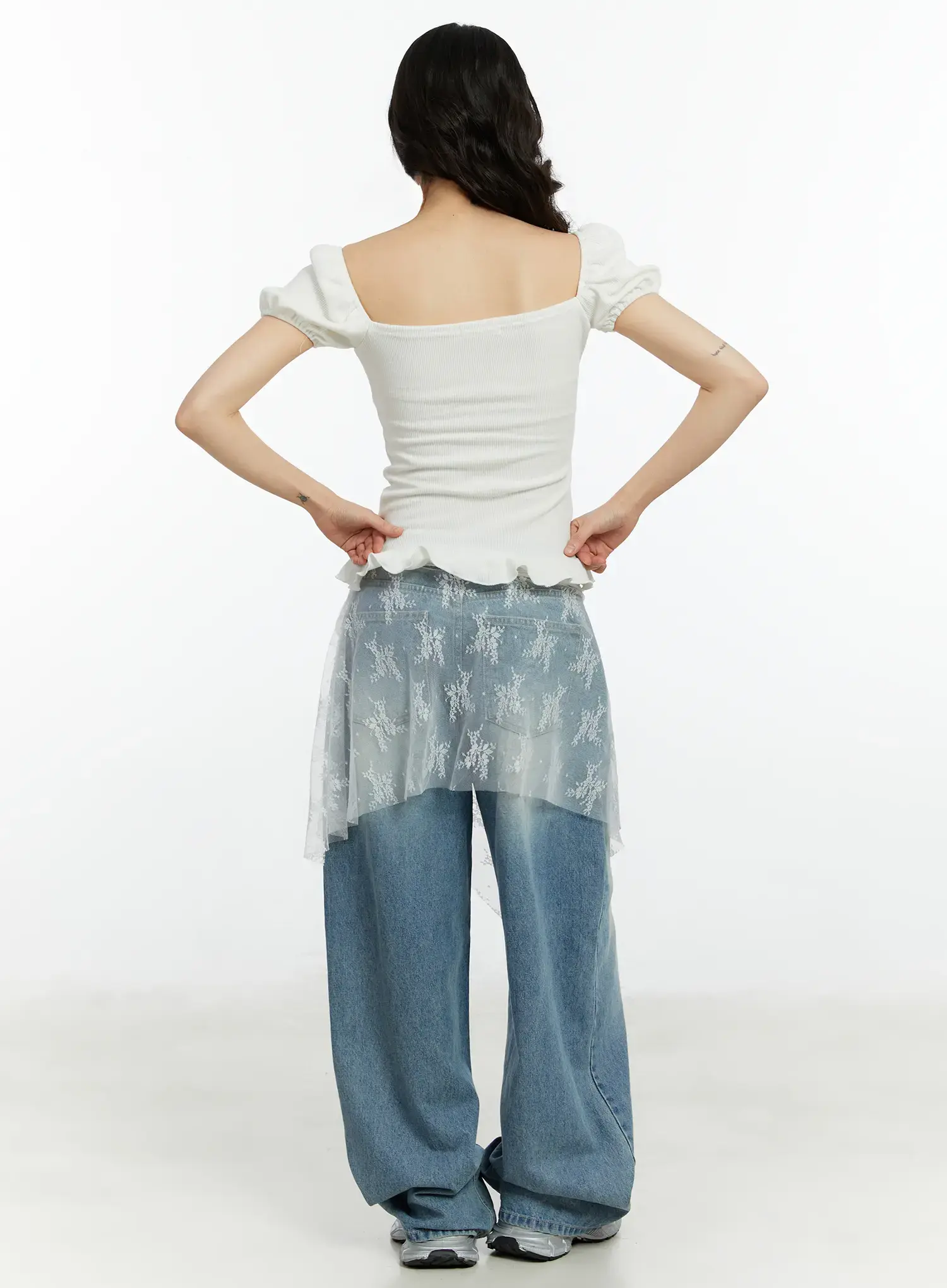 Alaiya Washed Baggy Jeans CF510 - Image 4