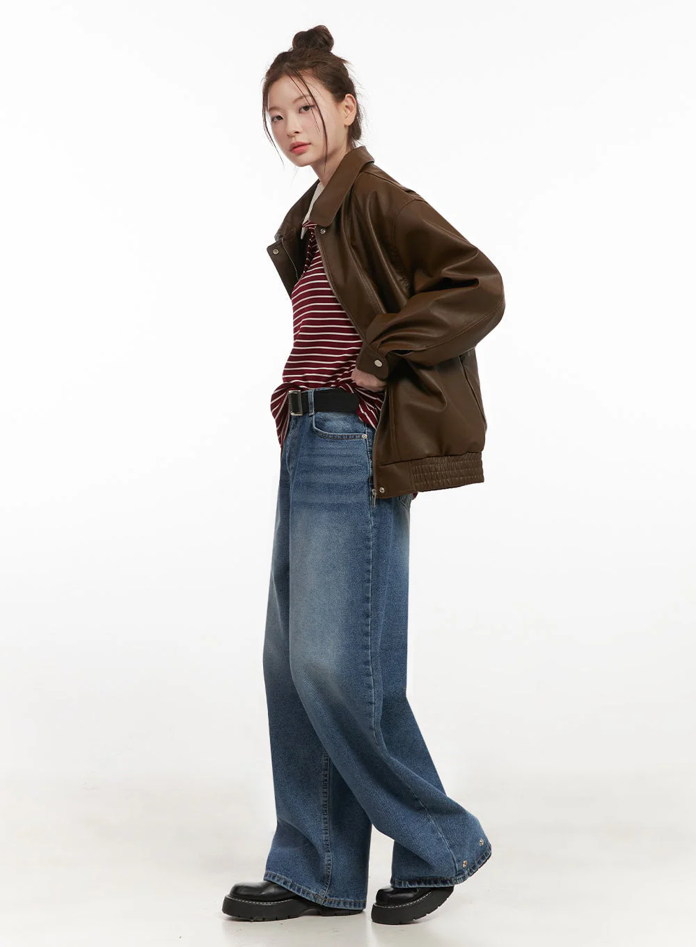 Alyssa Washed Wide-Fit Jeans IJ527 - Image 8