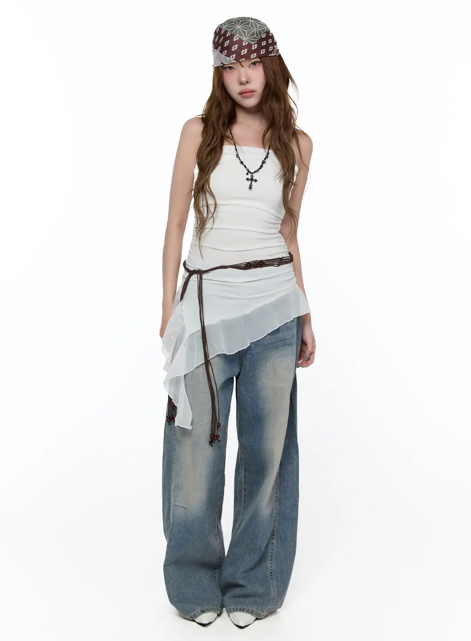 Amoura Wide Leg Washed Jeans CA521 - Image 2