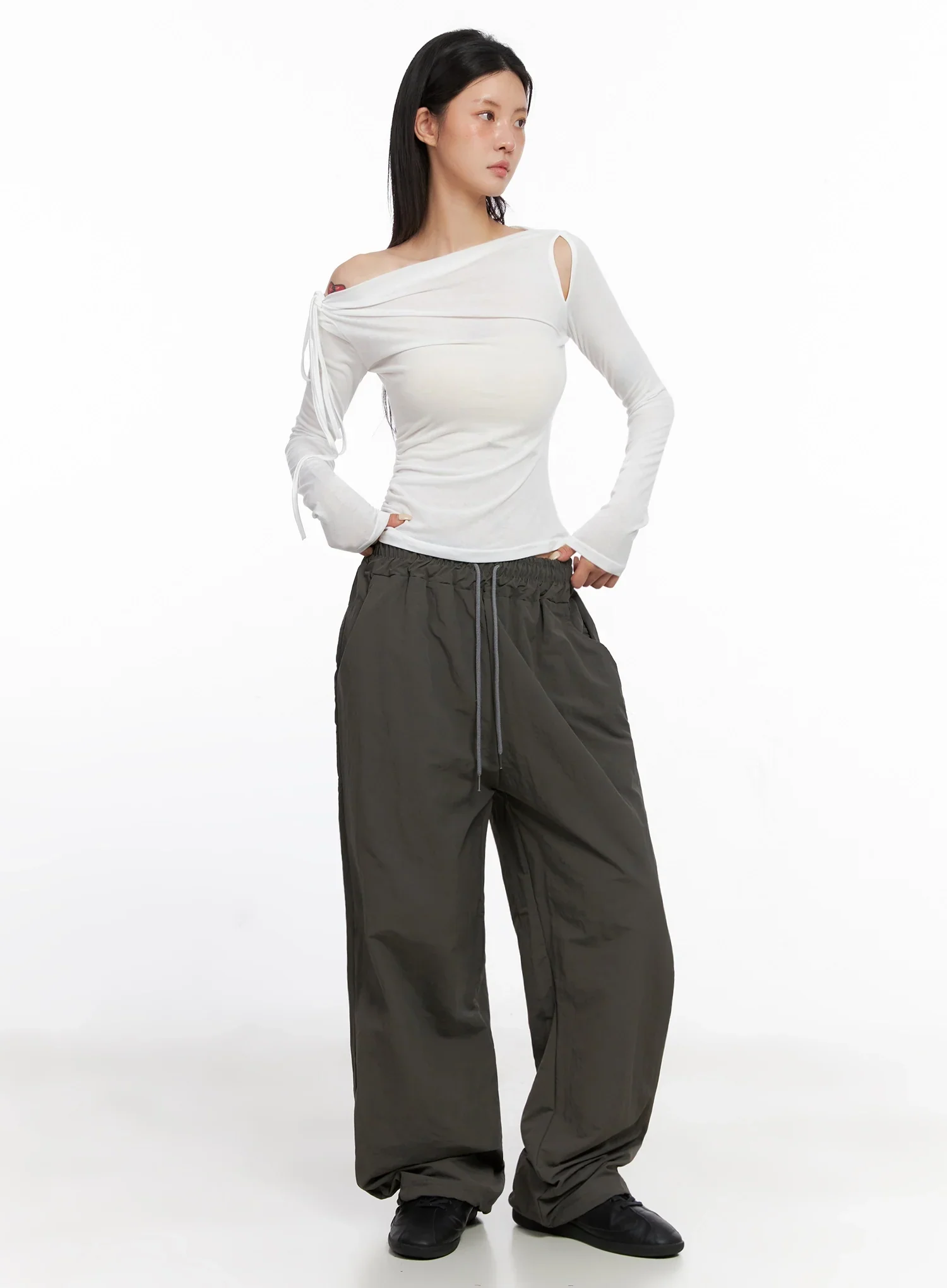 Asymmetric Cut-Out Long Sleeve Top IS515 - Image 7