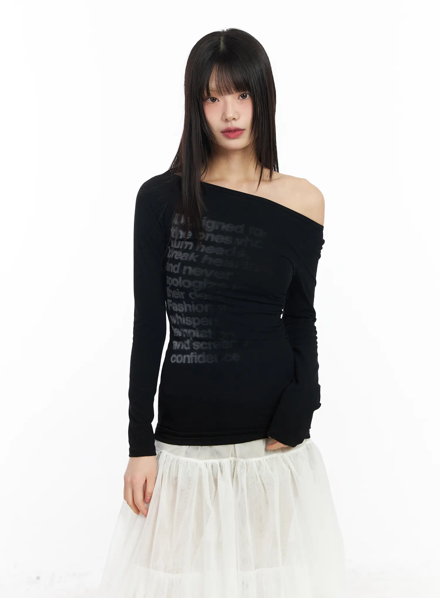 Asymmetric Graphic Long Sleeve Top CF527 - Image 2
