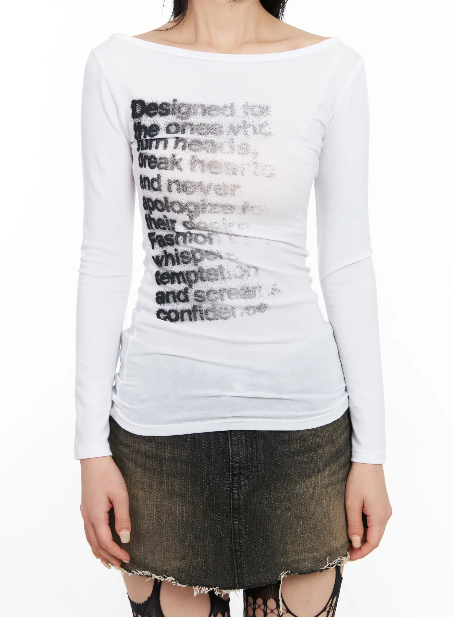 Asymmetric Graphic Long Sleeve Top CF527 - Image 4