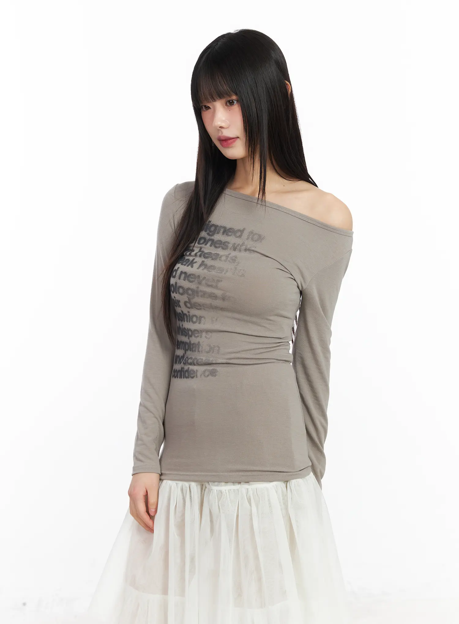 Asymmetric Graphic Long Sleeve Top CF527 - Image 7