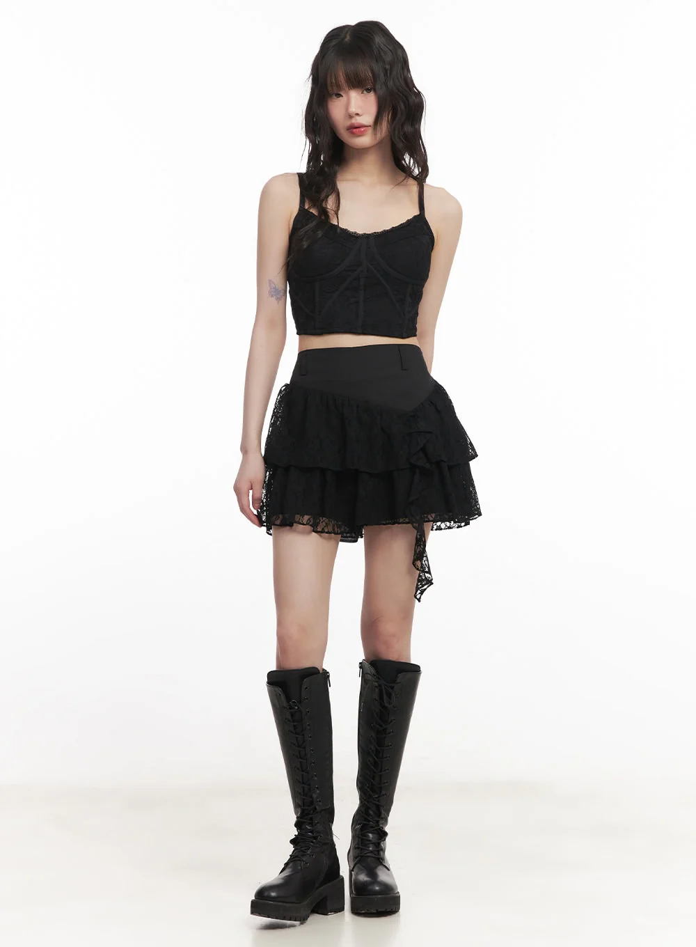 Asymmetric Lace Ruffle Mini Skirt CM519 - Image 3