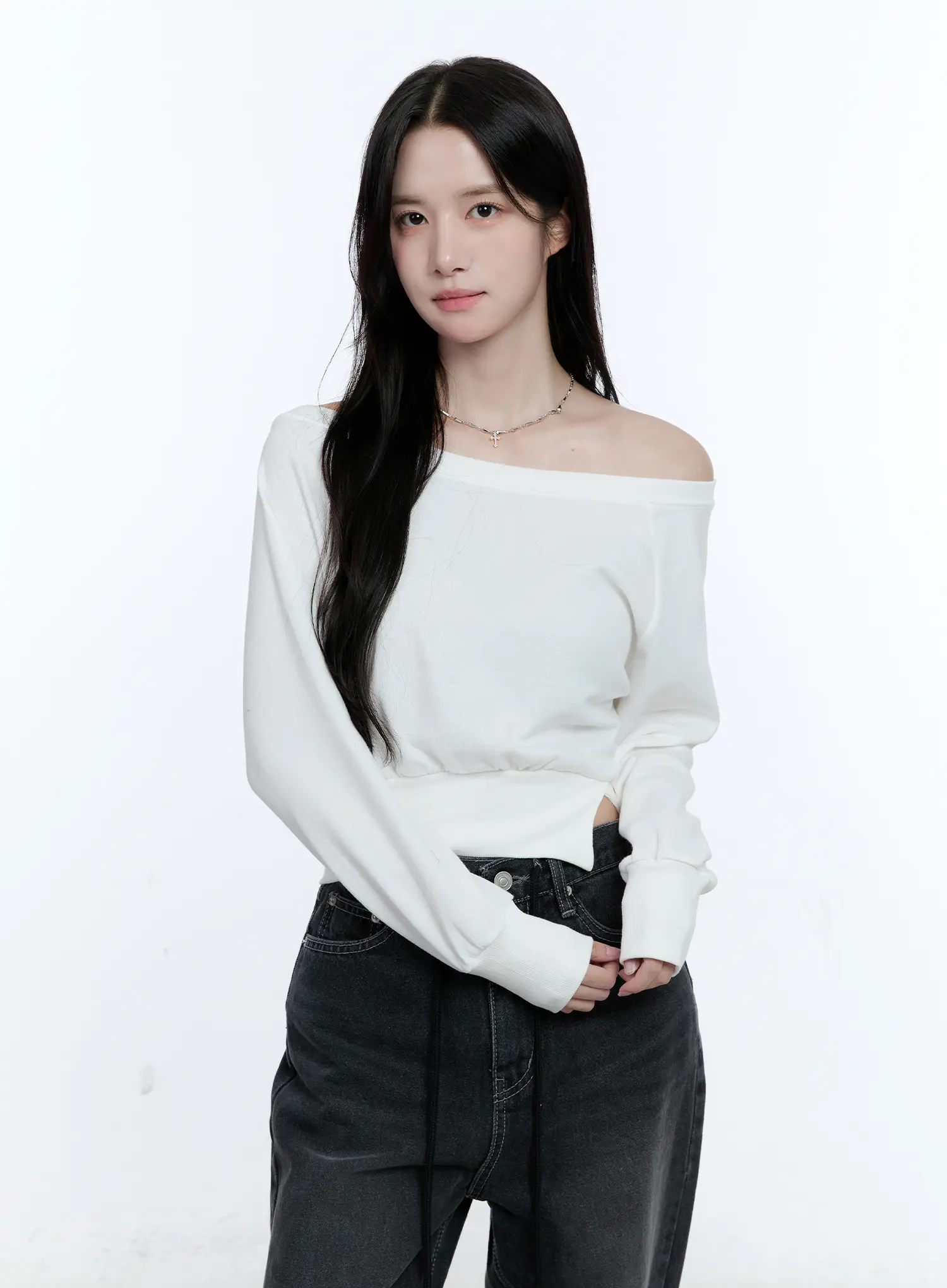 Asymmetric Off-Shoulder Sweatshirt Top CG512 - Image 2