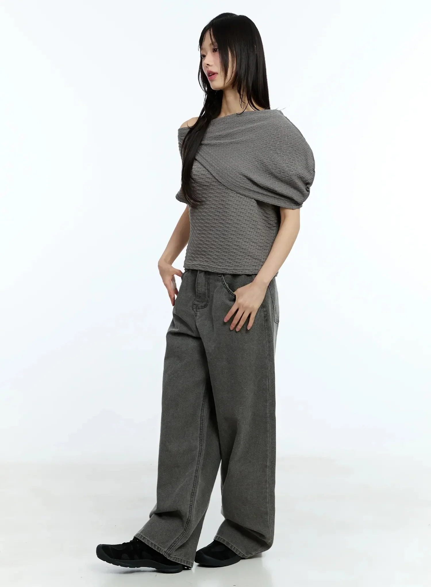 Asymmetric One-Shoulder Loose-Fit Top IU525 - Image 11