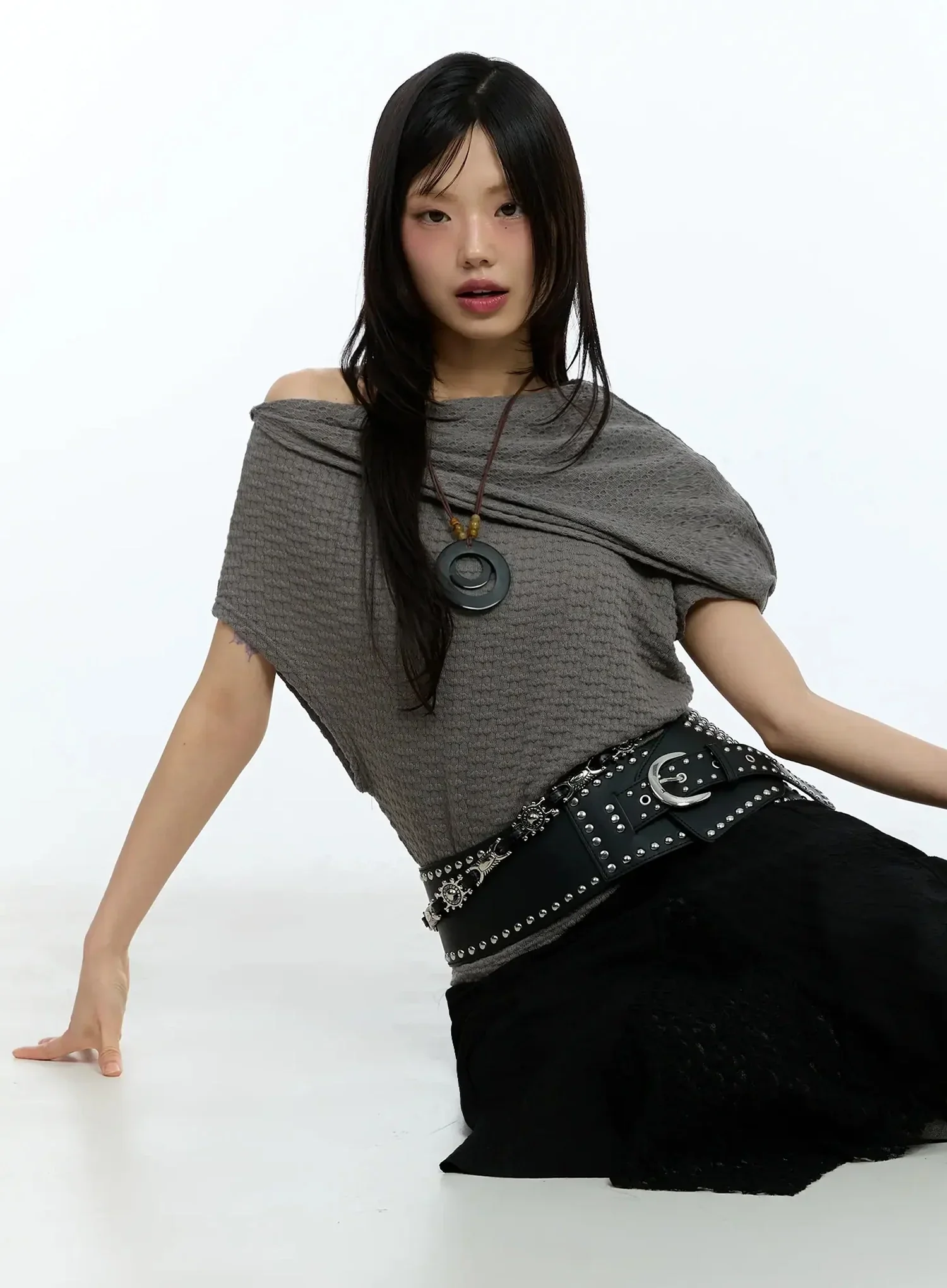 Asymmetric One-Shoulder Loose-Fit Top IU525 - Image 15