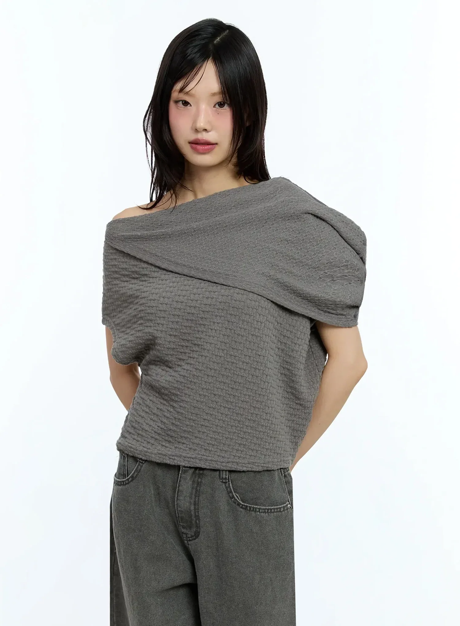 Asymmetric One-Shoulder Loose-Fit Top IU525 - Image 9
