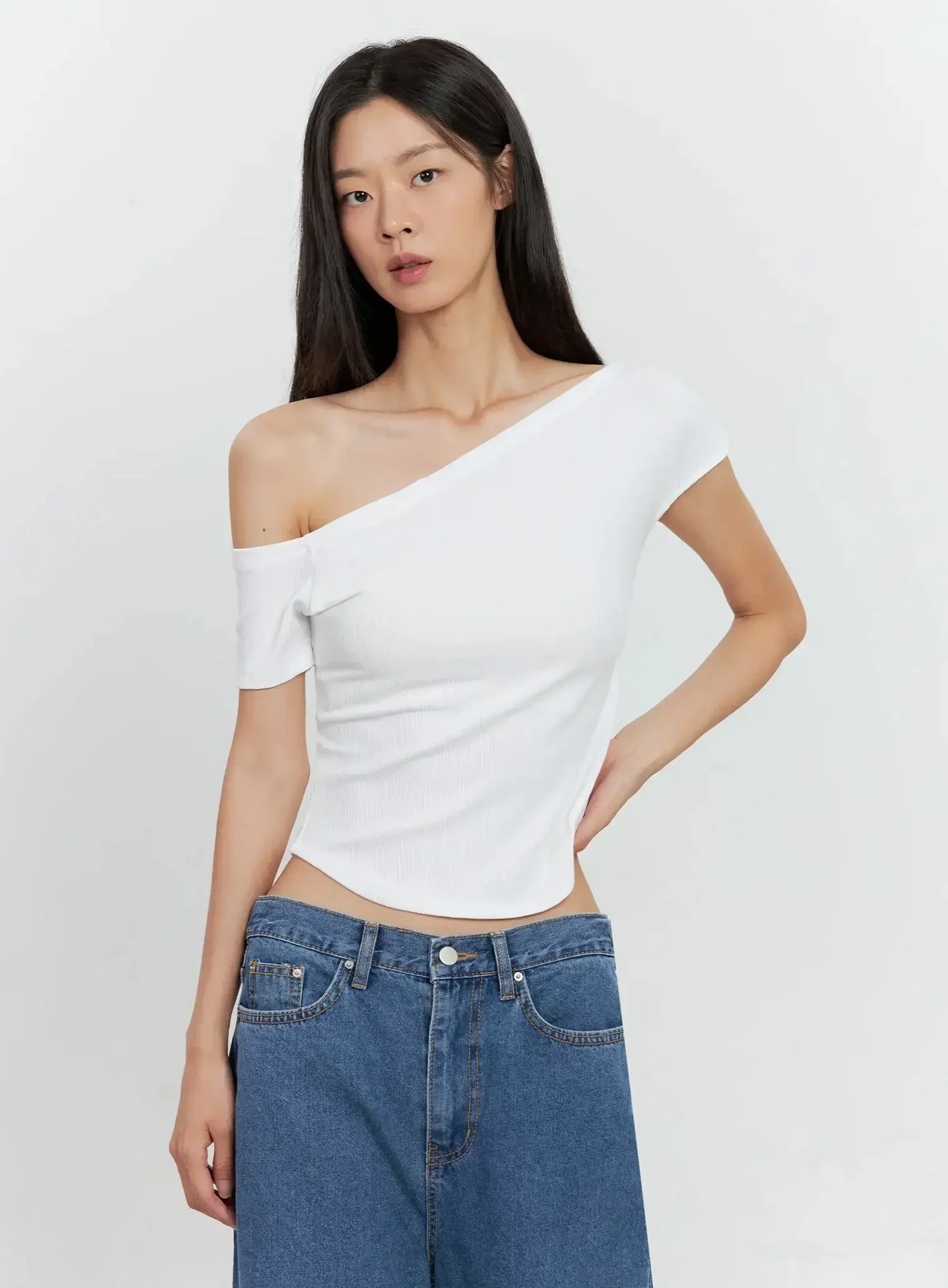 Asymmetric Ribbed Short-Sleeve IL528 - Image 10