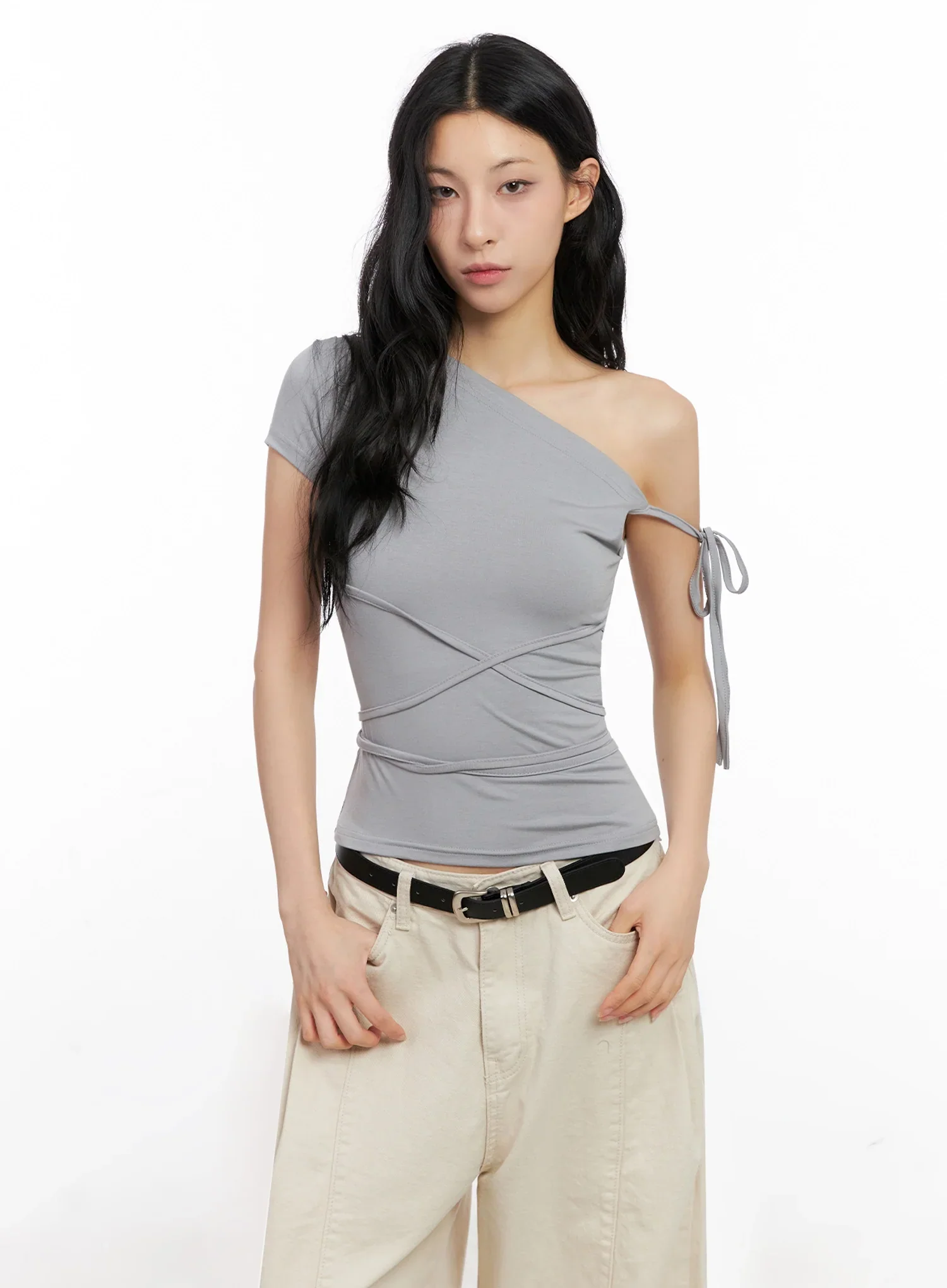 Asymmetric Strap Off-Shoulder Top IG508 - Image 6