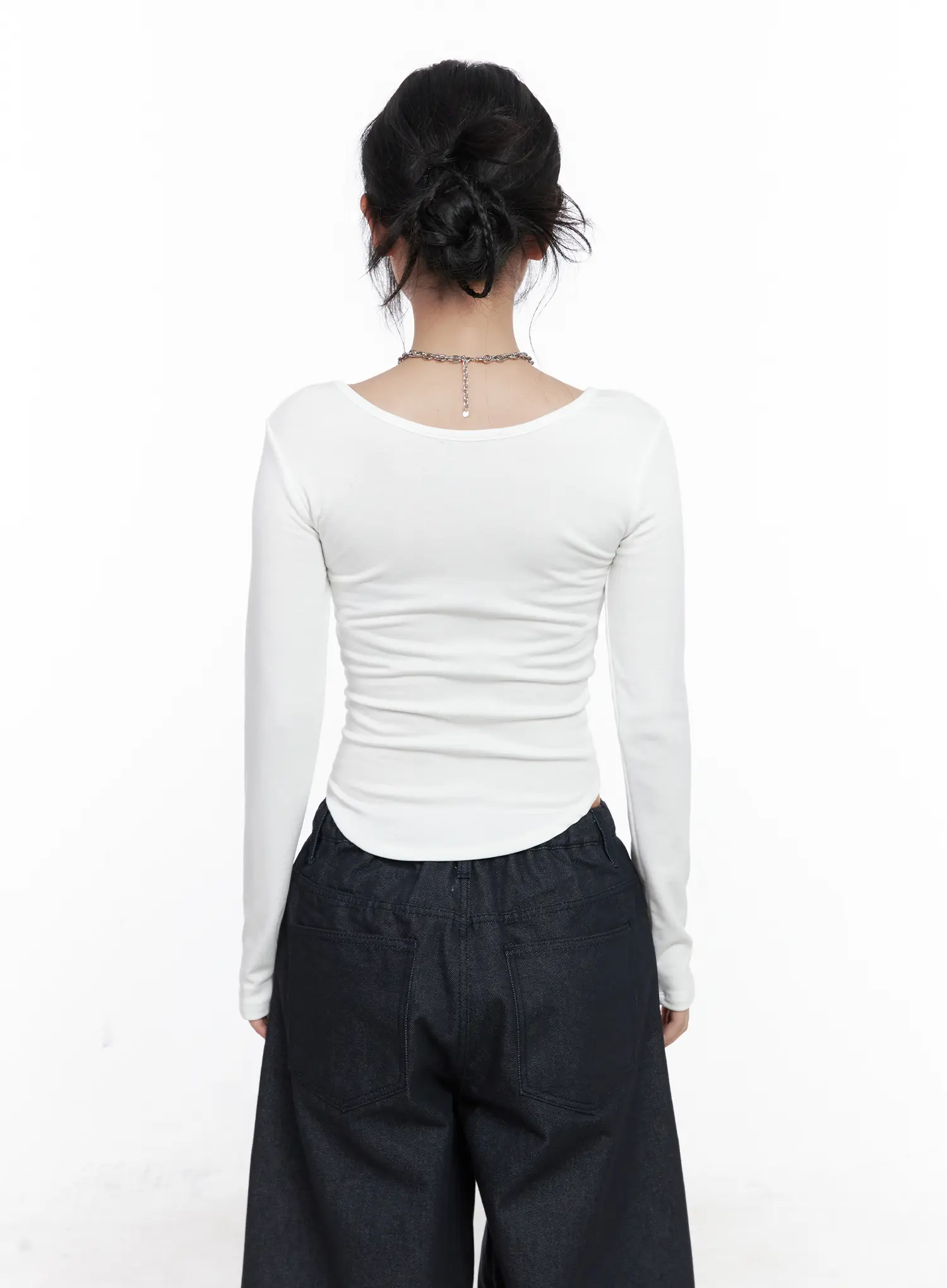 Asymmetrical Crop Long Sleeve Top CN514 - Image 8