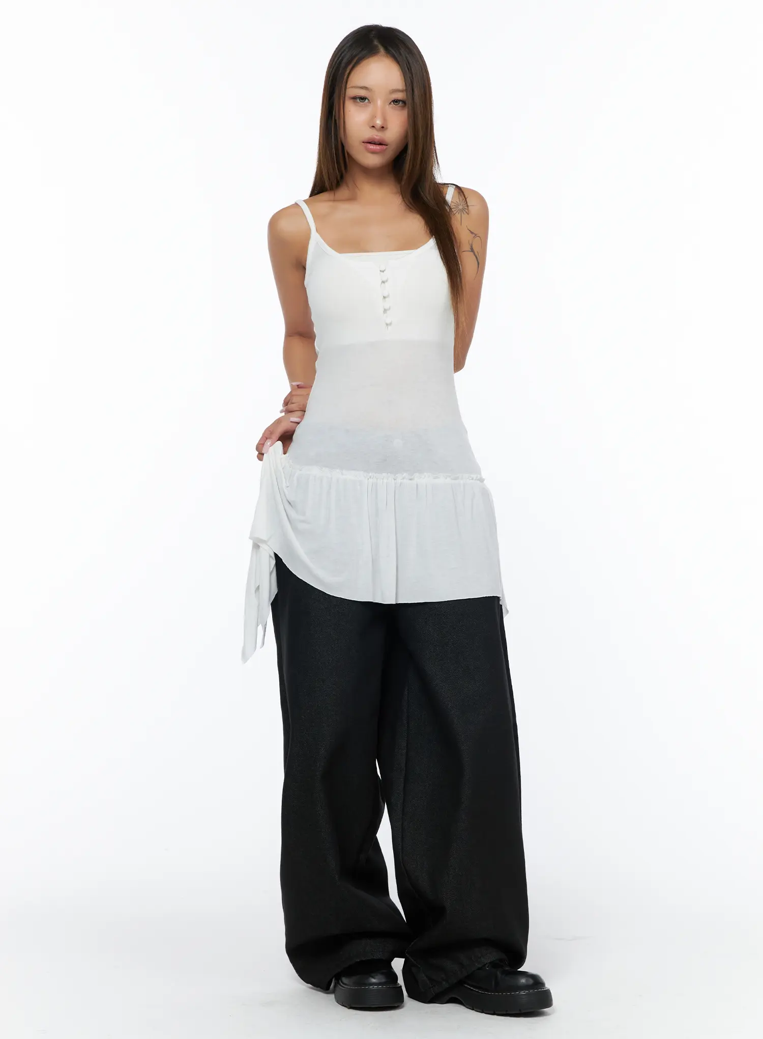 Asymmetrical Sheer Ruffle Tank Top CA516 - Image 3