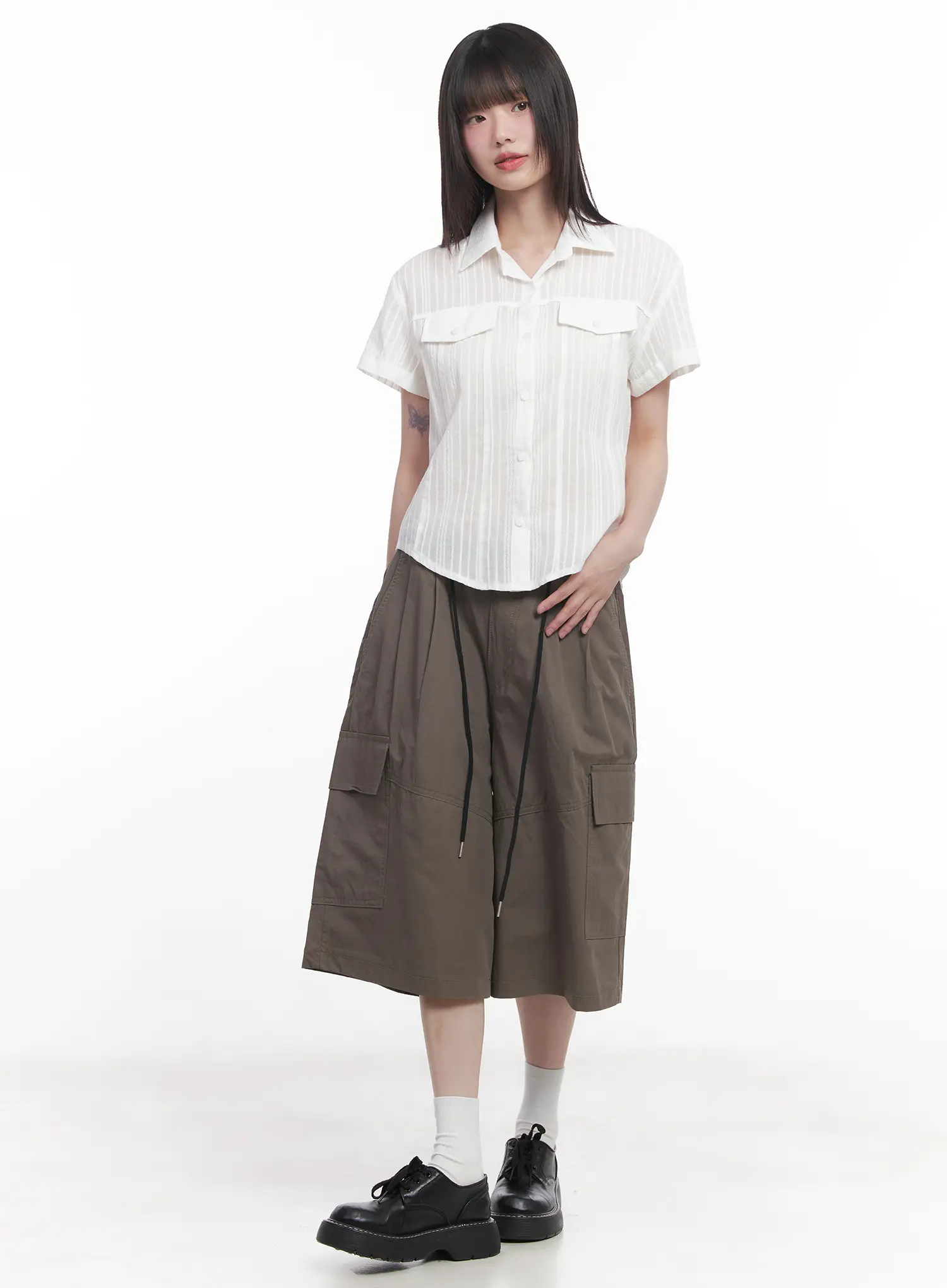 Baggy Pocketed Cargo Shorts CU518 - Image 5