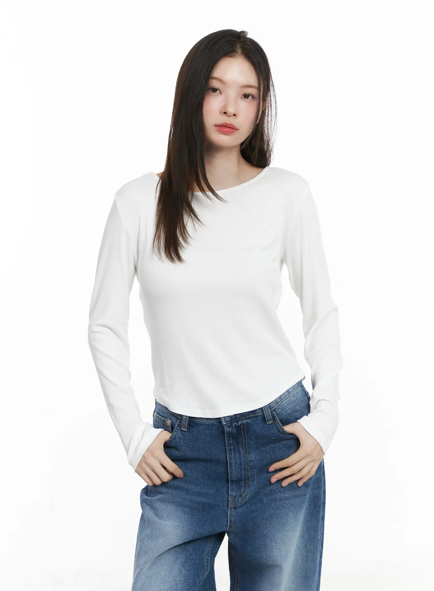 Basic Boat Neck Long Sleeve Top CJ506 - Image 8