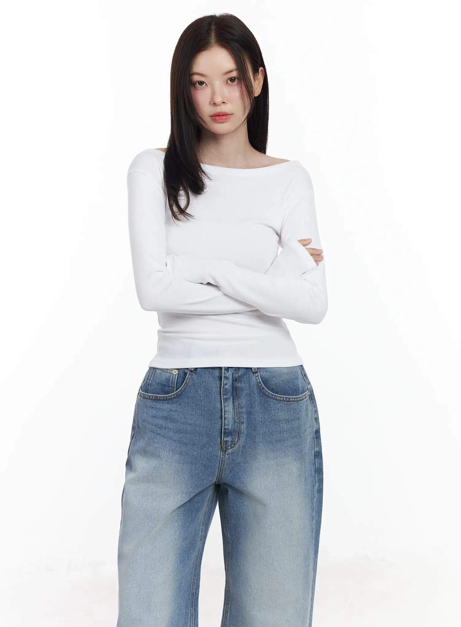 Basic Boat Neck Long Sleeve Top IF520 - Image 11