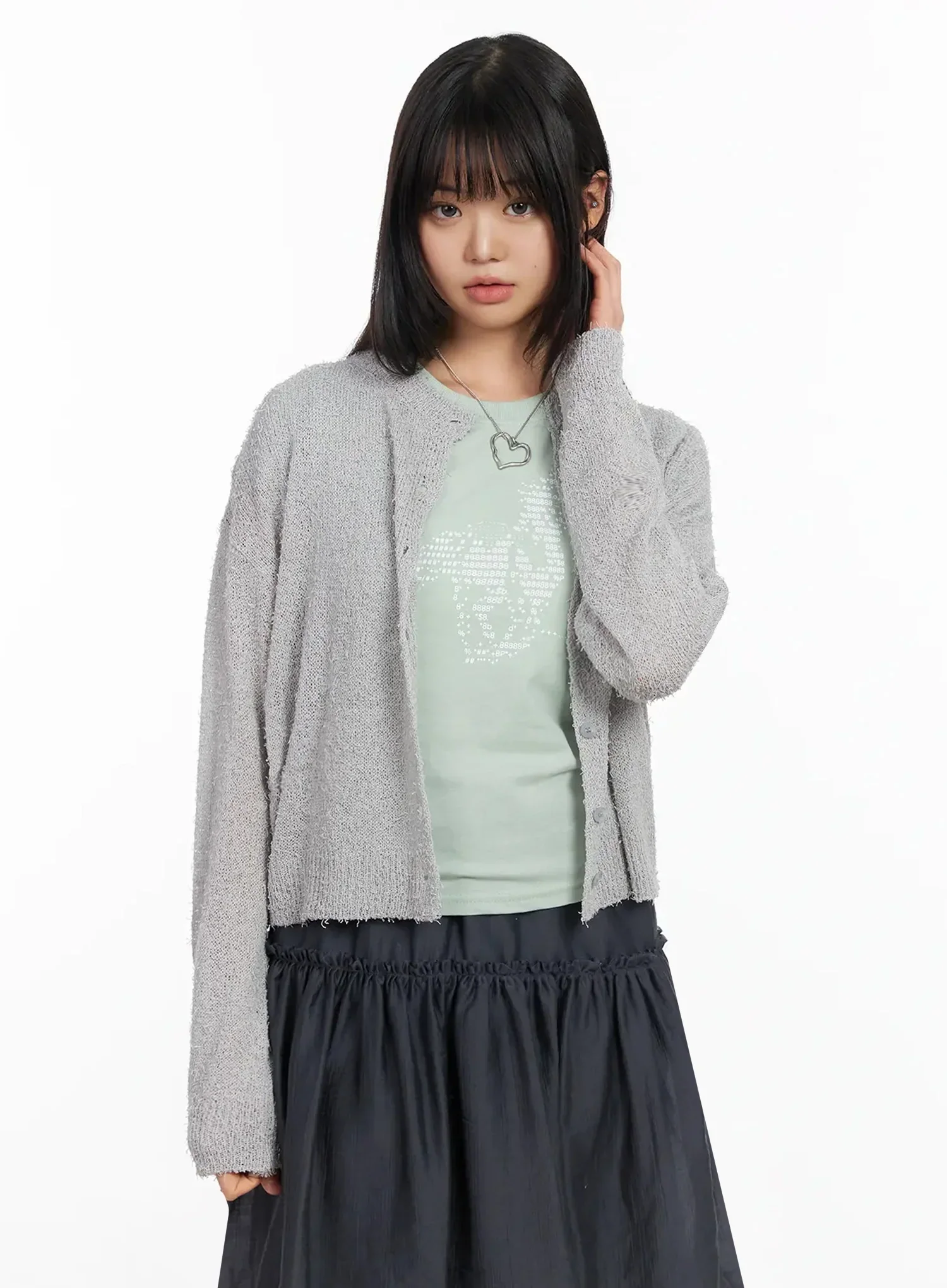 Basic Crew Neck Cardigan IA523 - Image 15