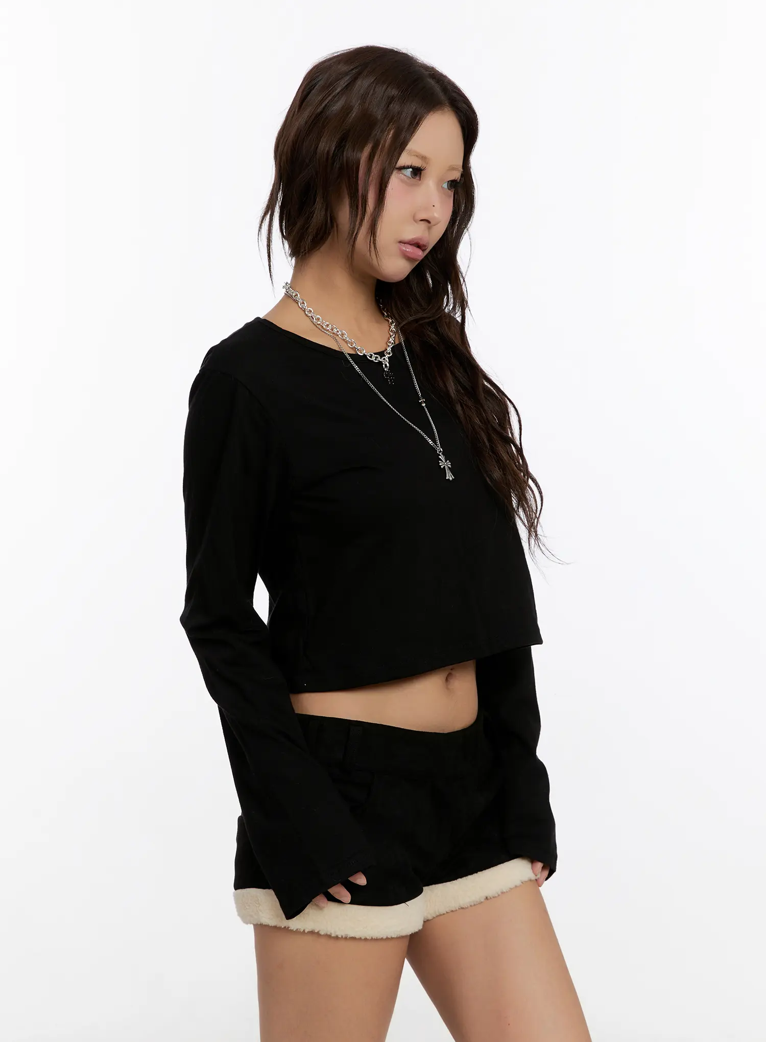 Basic Cropped Long Sleeve Top CN527 - Image 4