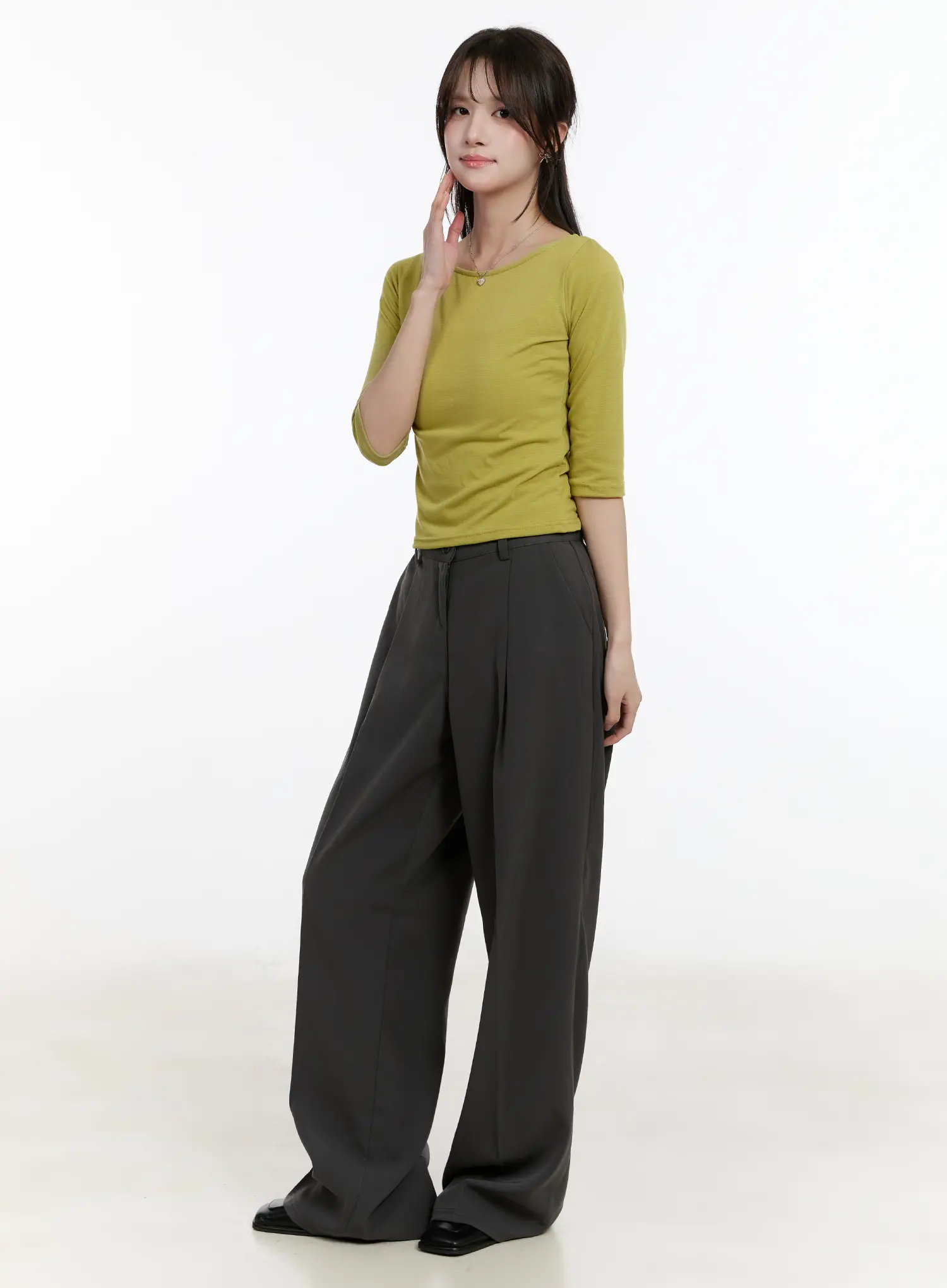 Basic Pin-Tuck Wide Leg Slacks CM505 - Image 5