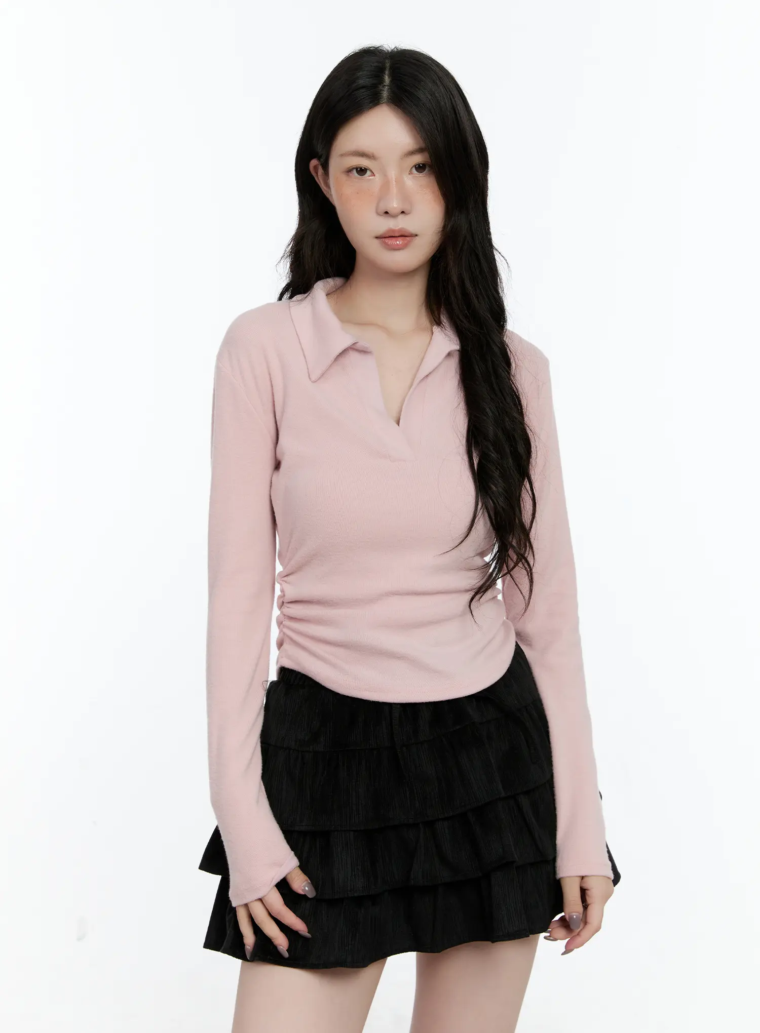 Basic Polo Neck Long Sleeve Top CN517 - Image 12
