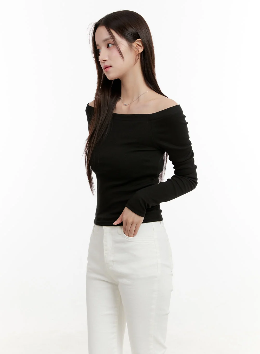 Basic Slim Off-Shoulder Top OG429 - Image 5