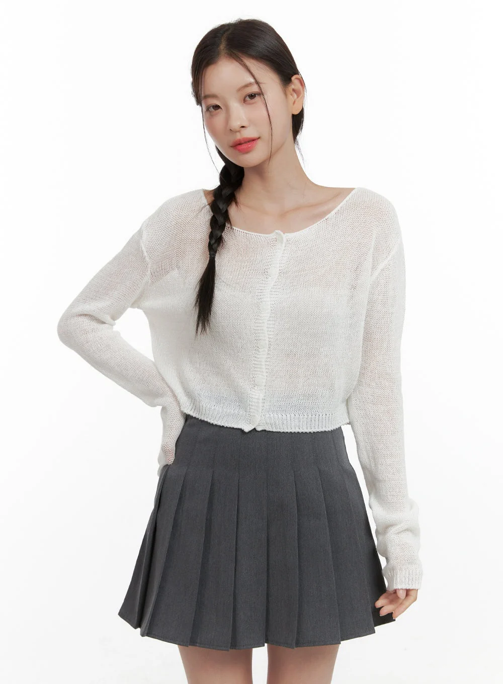 Basic Summer Buttoned Mesh Cardigan OL411 - Image 4