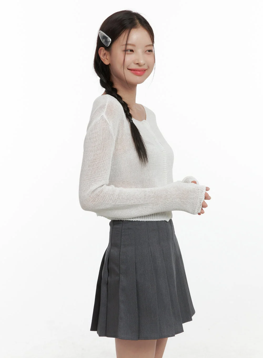 Basic Summer Buttoned Mesh Cardigan OL411 - Image 5