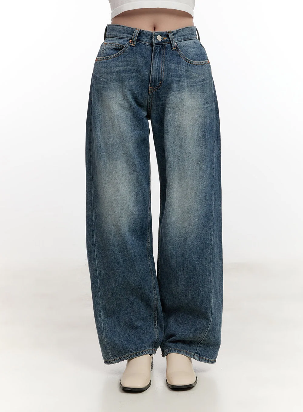 Belle Washed Wide-Leg Jeans CF528