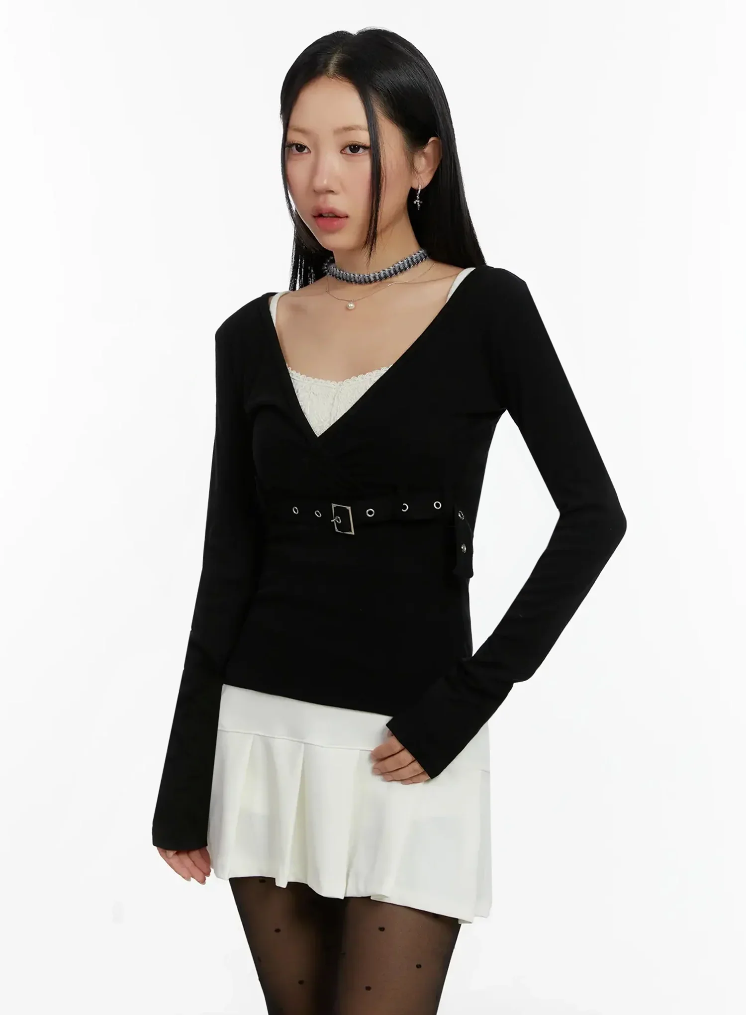 Belted Wrap Long Sleeve Top ID525 - Image 7
