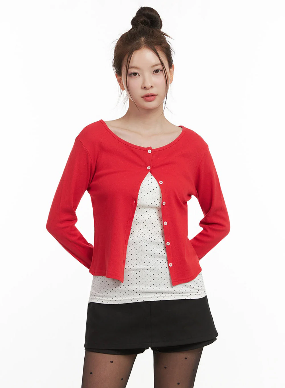 Boat-Neck Crop Cardigan IJ530 - Image 5