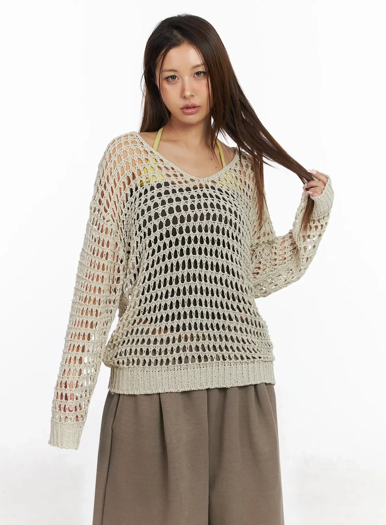 Boho Chic Crochet Knit Top IA527 - Image 3