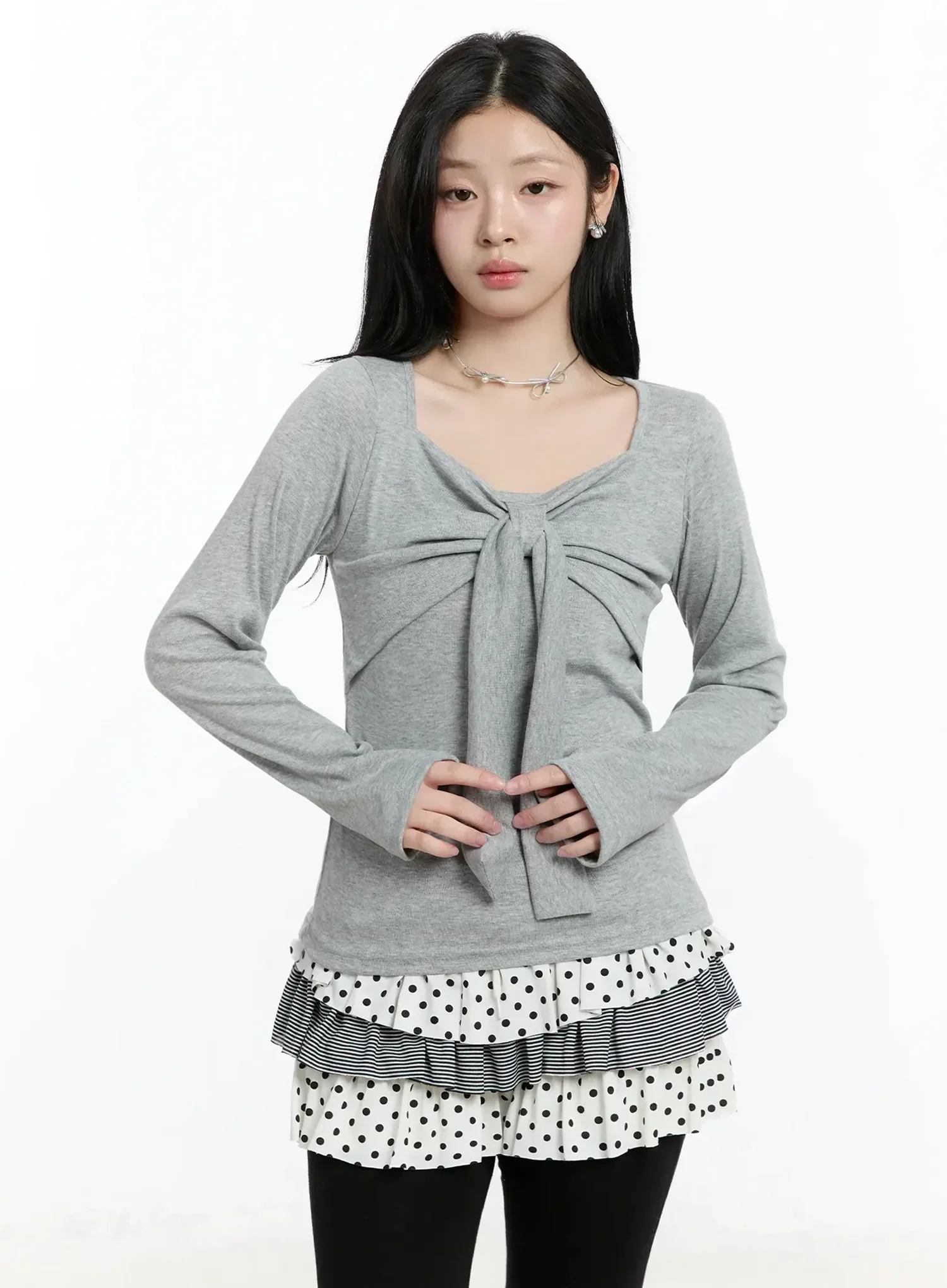 Bow Tie Long Sleeve Top IM519 - Image 13