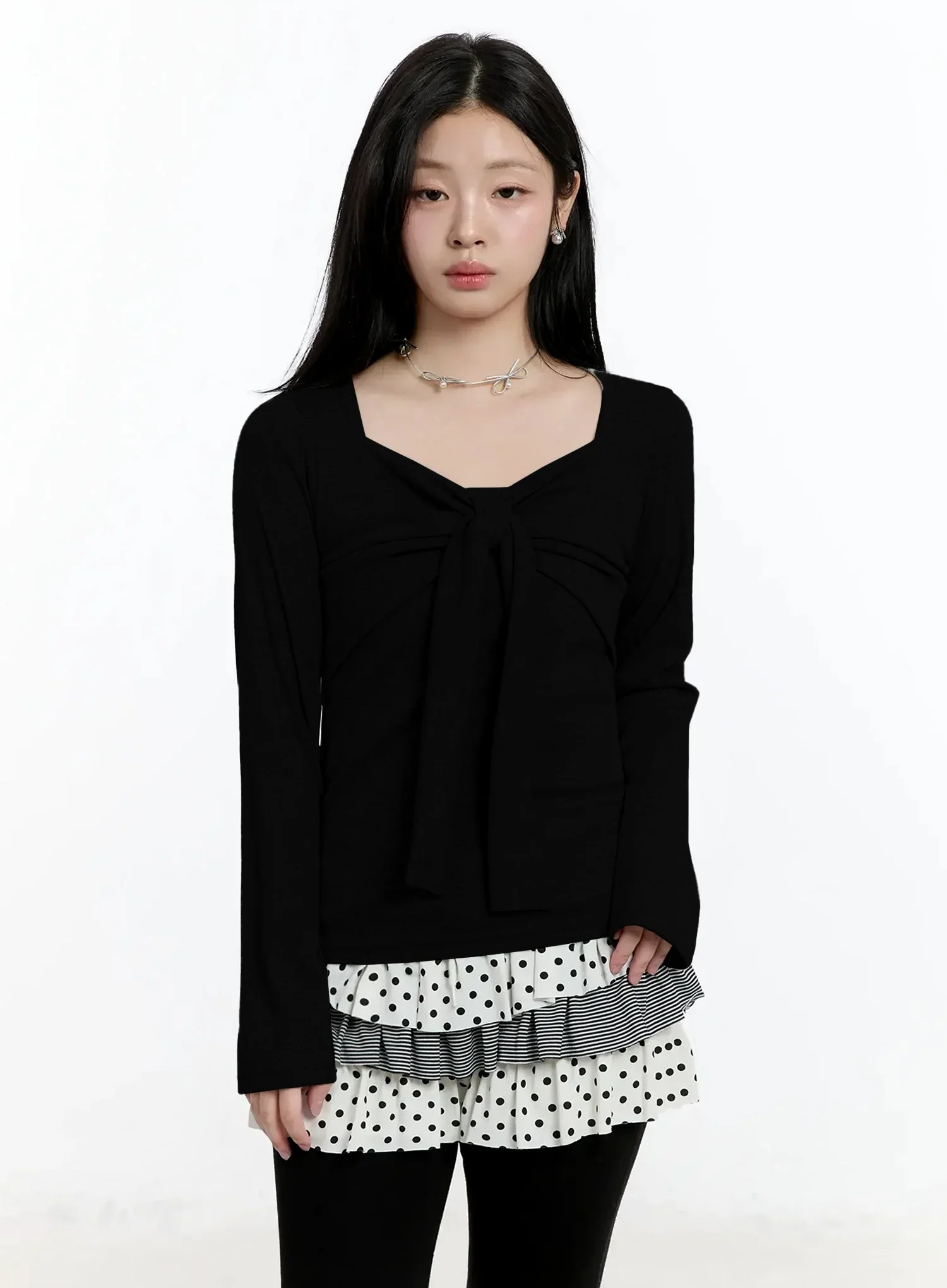 Bow Tie Long Sleeve Top IM519 - Image 14