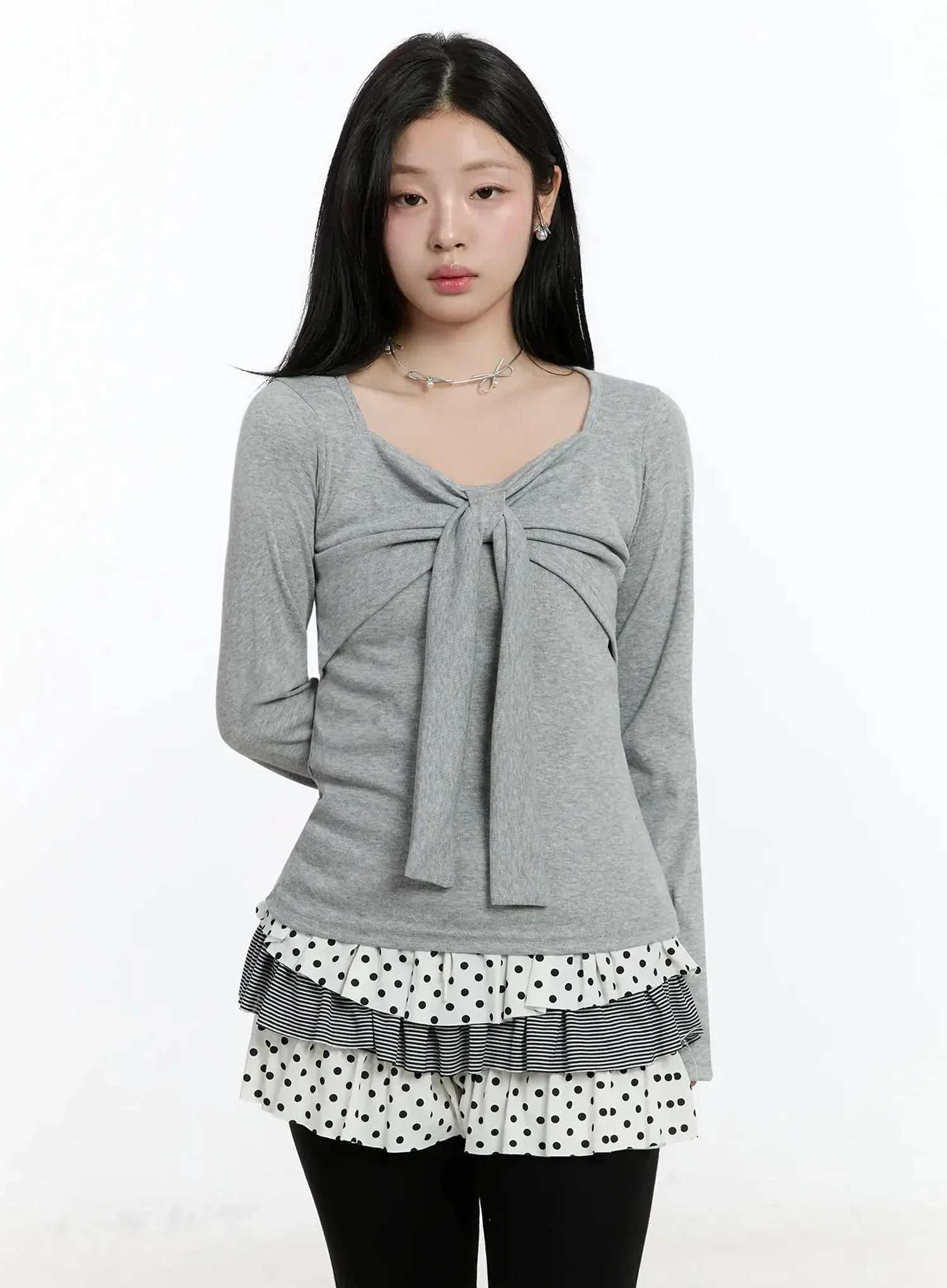 Bow Tie Long Sleeve Top IM519 - Image 2