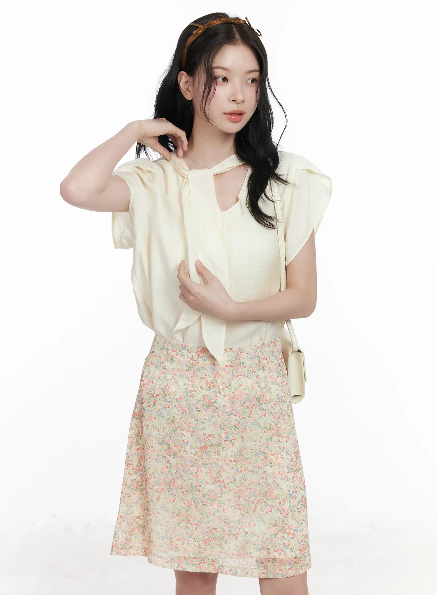 Bow Tie Short Sleeve Blouse CA509