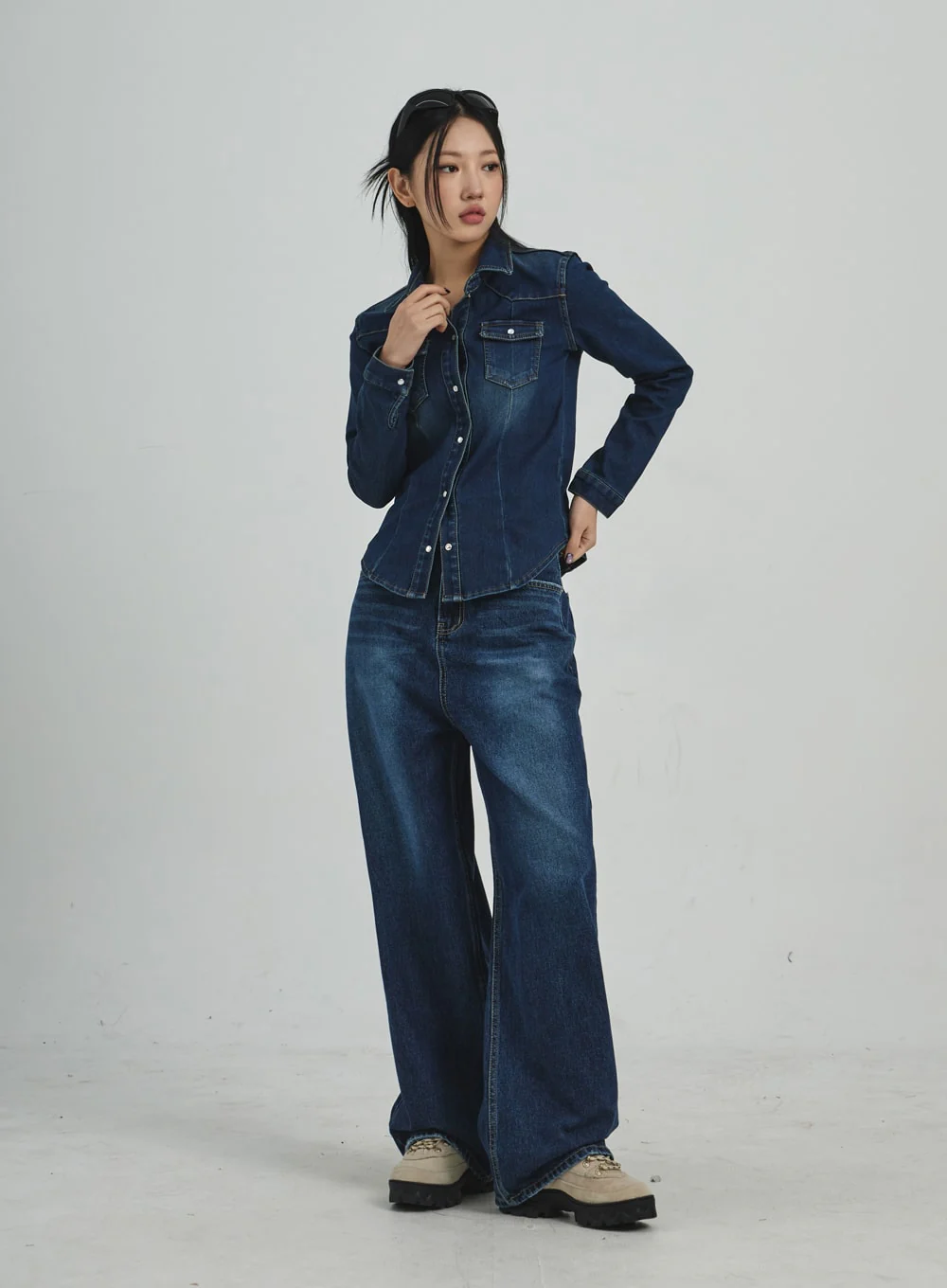 Button Denim Shirt CD09 - Image 7