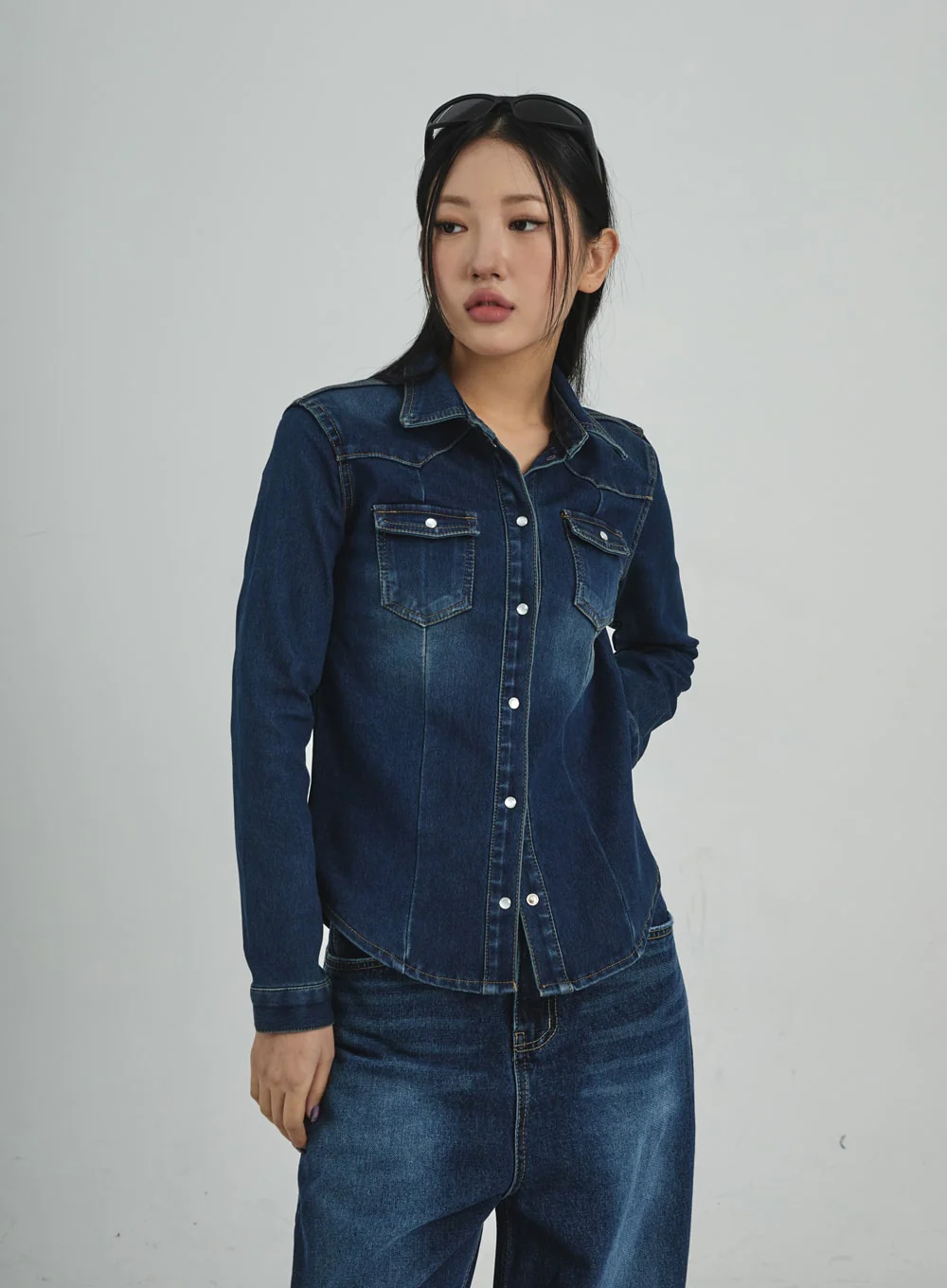 Button Denim Shirt CD09 - Image 9