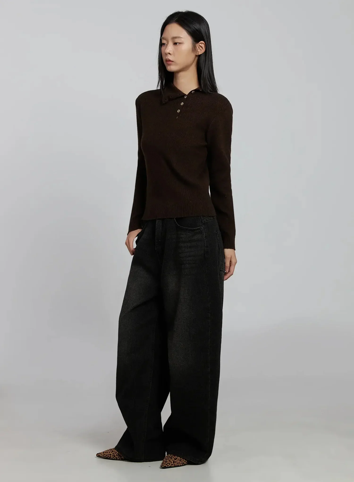 Button Detail High Neck Sweater IM520 - Image 11