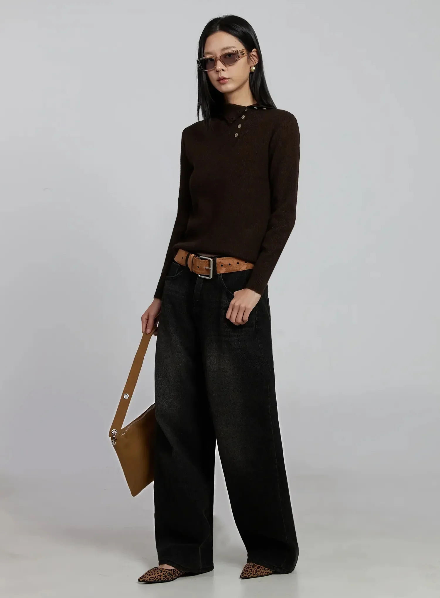 Button Detail High Neck Sweater IM520 - Image 3