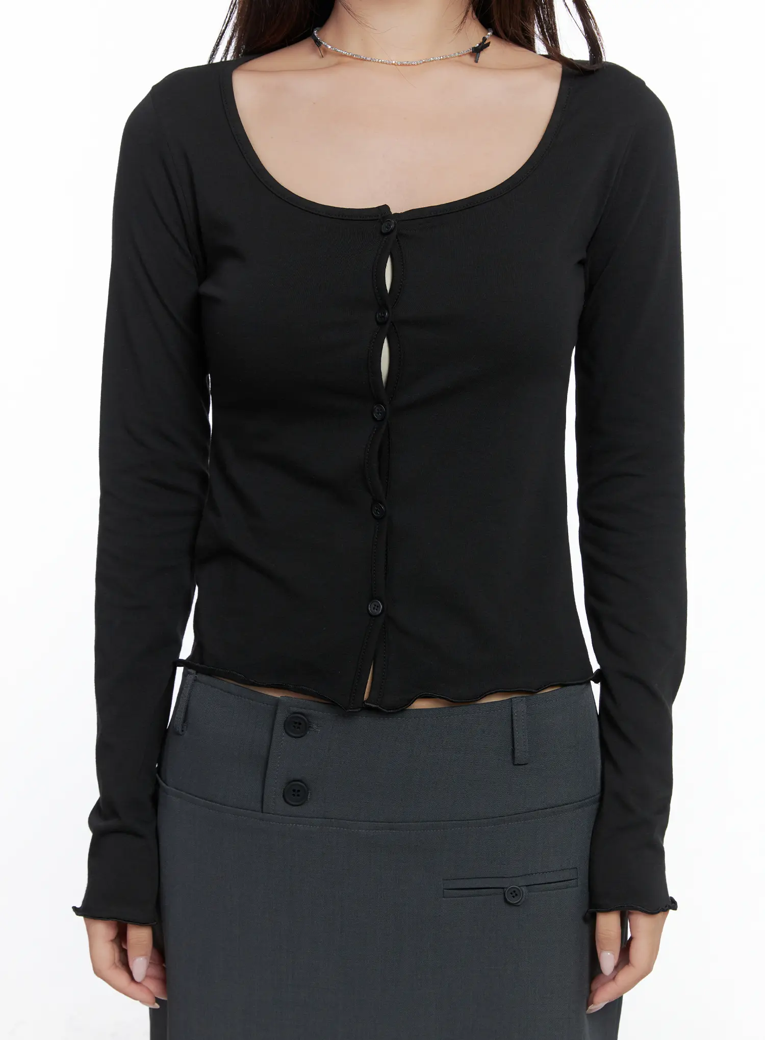 Button Long Sleeve Top CS502 - Image 3