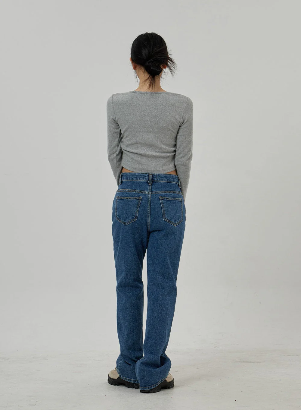 Button Neck Long Sleeve Cropped Top CD21 - Image 12