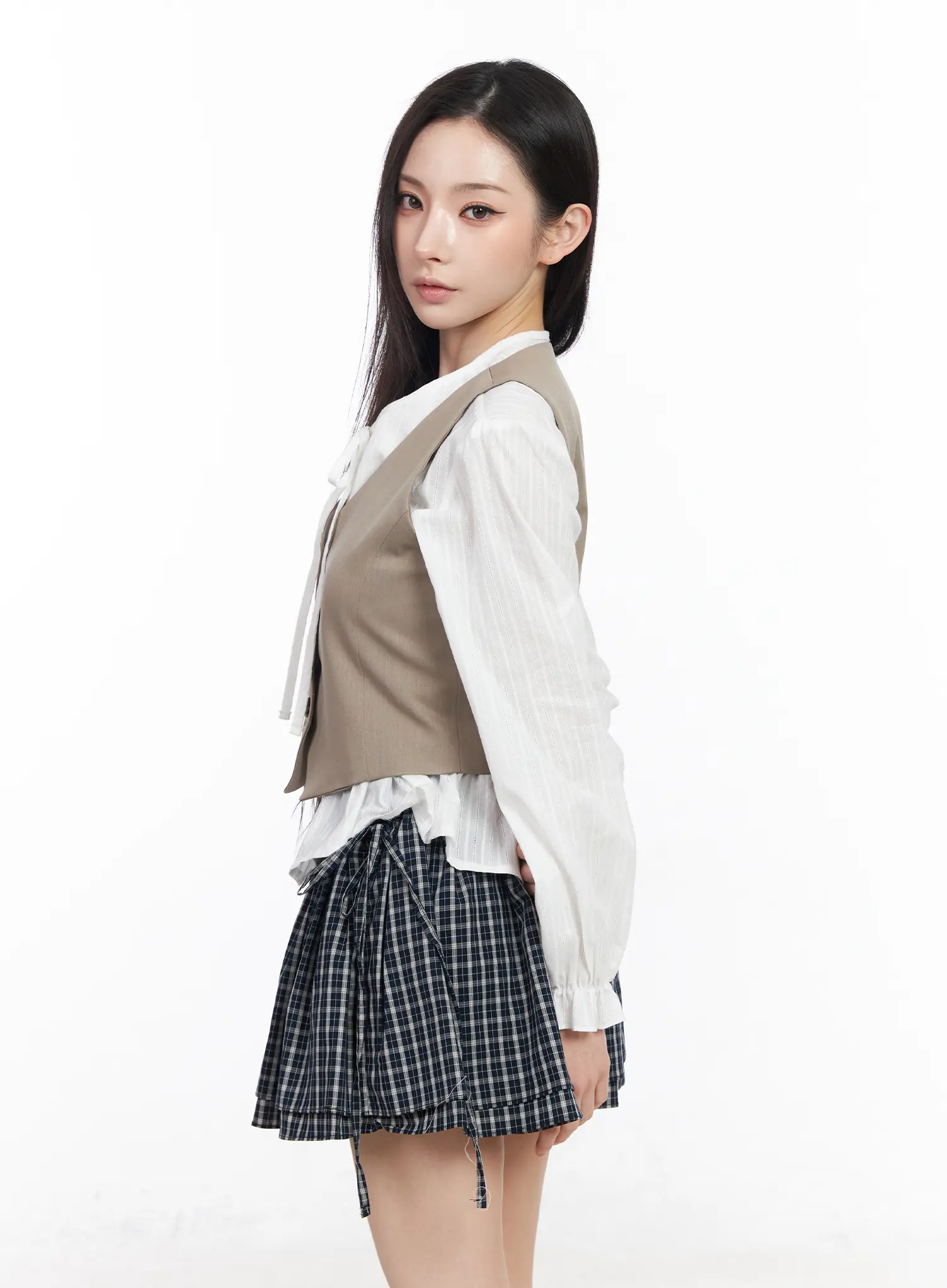 Buttoned Back Belted Crop Vest CM519 - Image 6