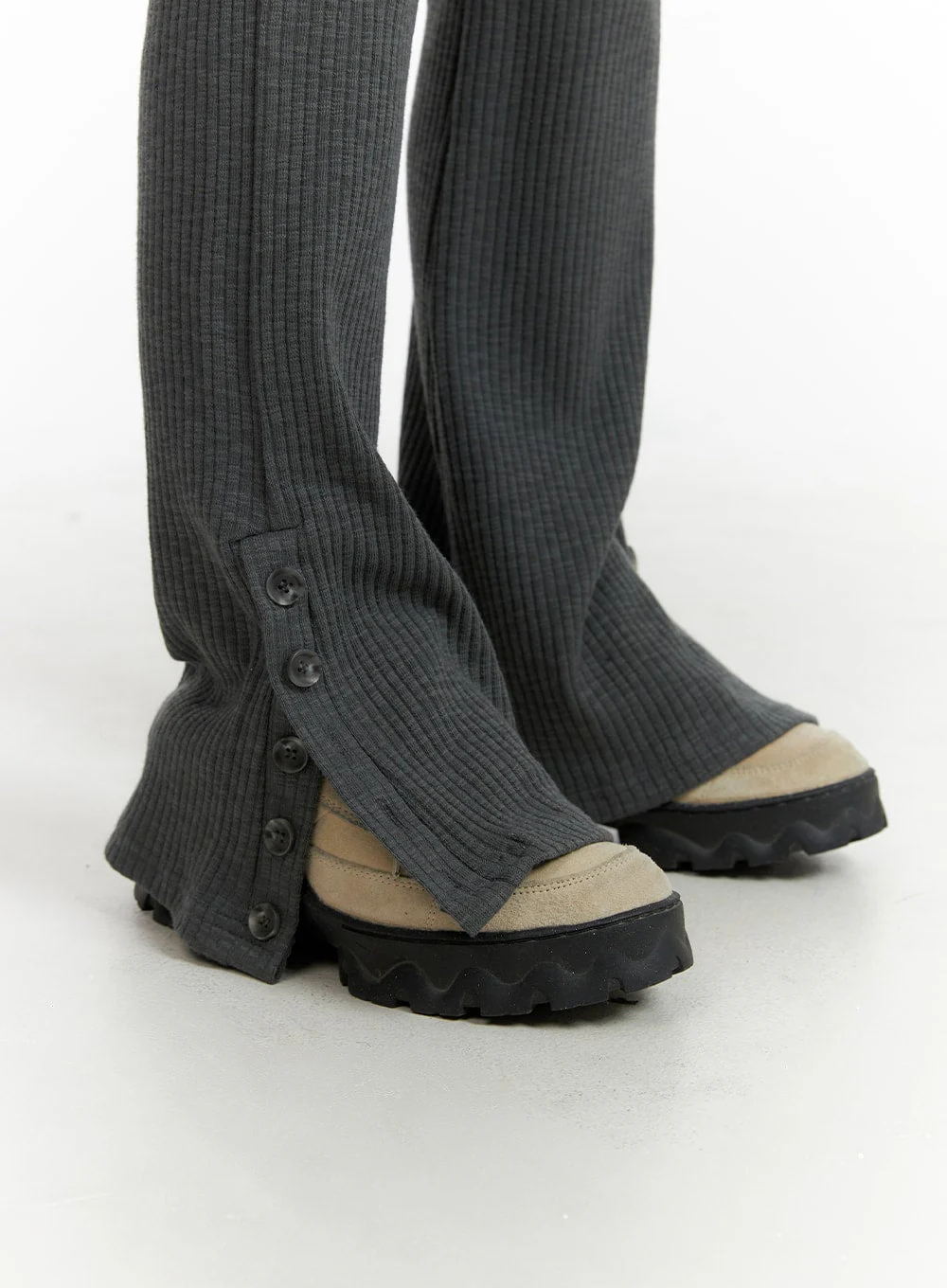 Buttoned Bootcut Slim Sweat Pants CF415 - Image 2