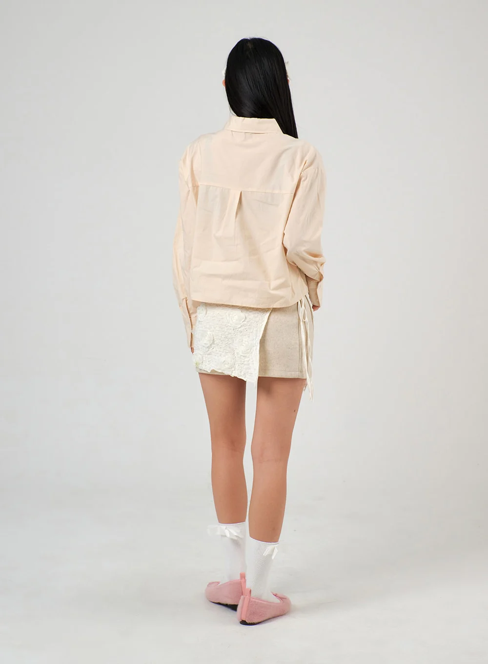 Buttoned Collar Crop Shirt IJ403 - Image 4