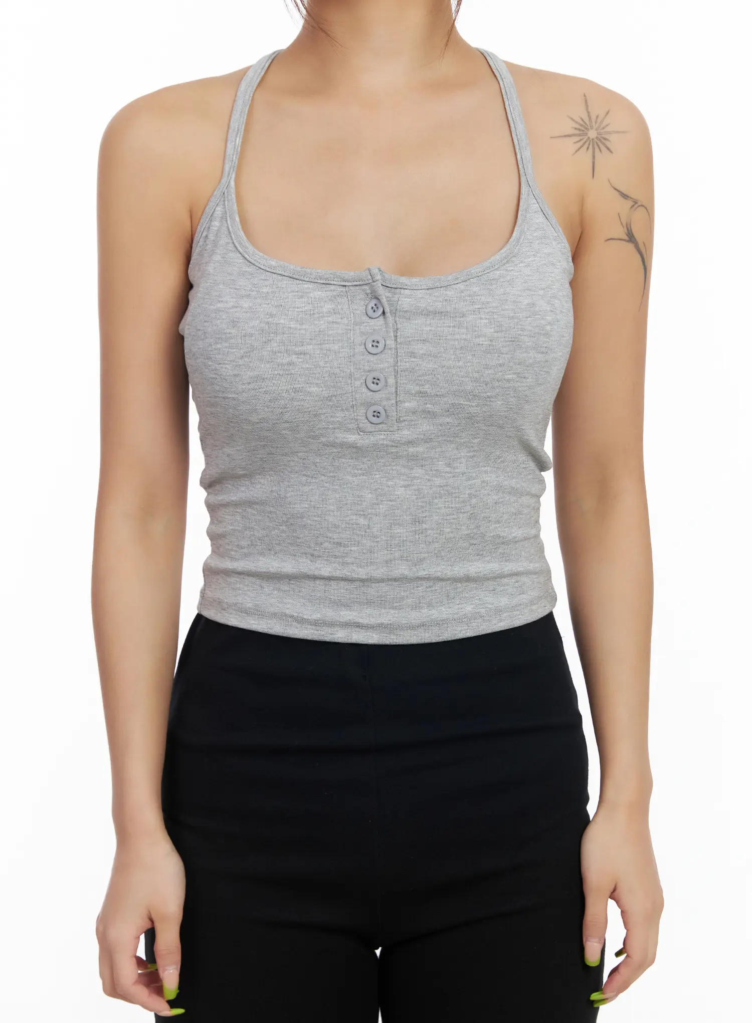 Buttoned Crop Sleeveless Top CM525 - Image 5